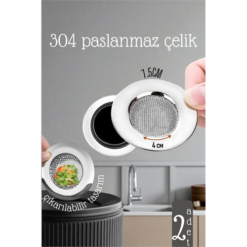 Lavabo Süzgeci - 7.5 cm Çap 2'li SET Gider Sügeci Lavabo Süzgeci
