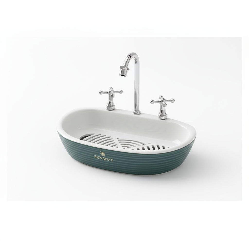 Lavabo Tasarım Sabunluk Vintage Musluk Detaylı Dekoratif Banyo Ak