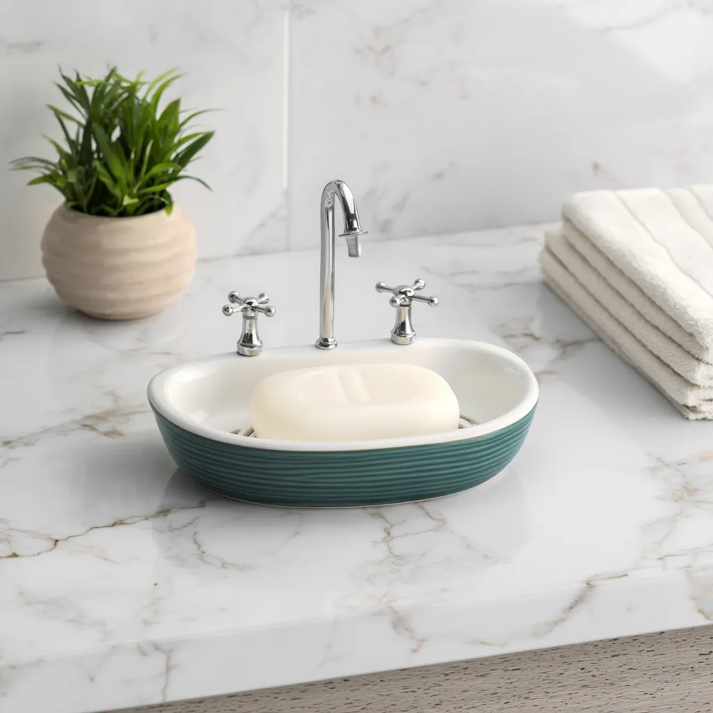 Lavabo Tasarım Sabunluk Vintage Musluk Detaylı Dekoratif Banyo Ak