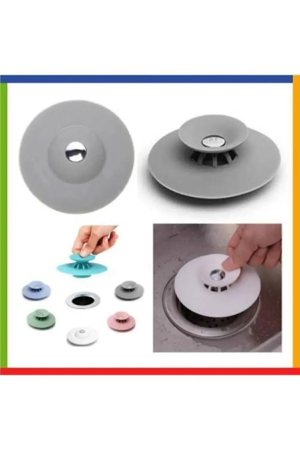 Lavabo Tıpası Ve Süzgeç Silikon Lavabo Süzgeci Tıkanma Önleyici