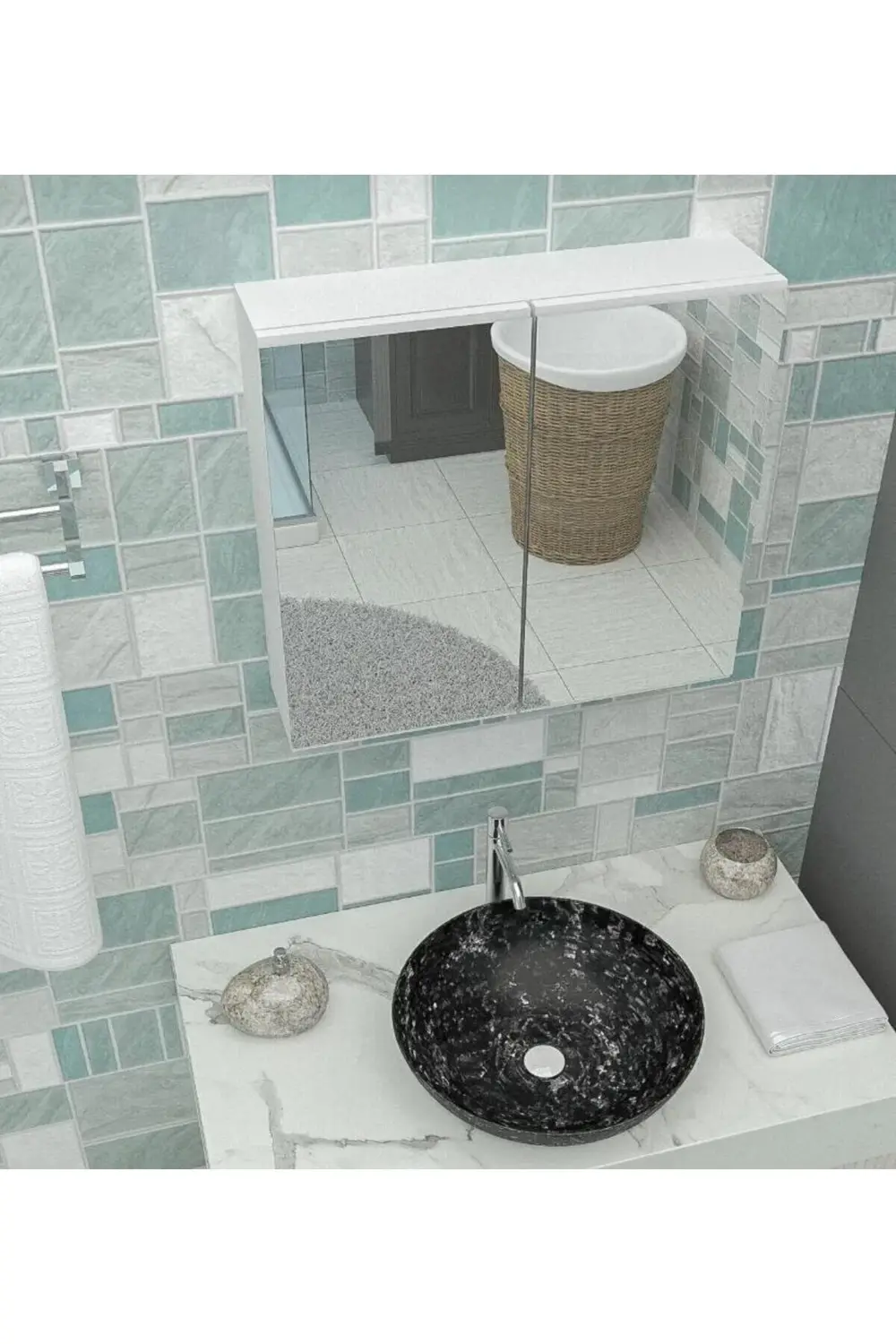 Lavabo Üst Dolap (AYNALI-KULPSUZ) 60x60