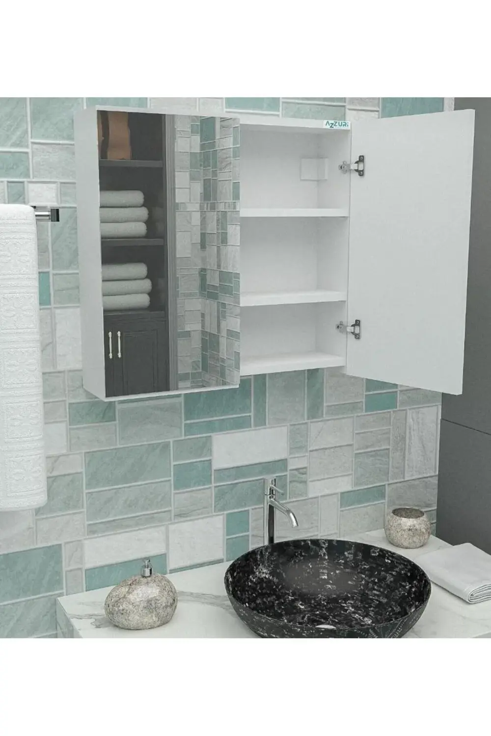 Lavabo Üst Dolap (AYNALI-KULPSUZ) 60x60