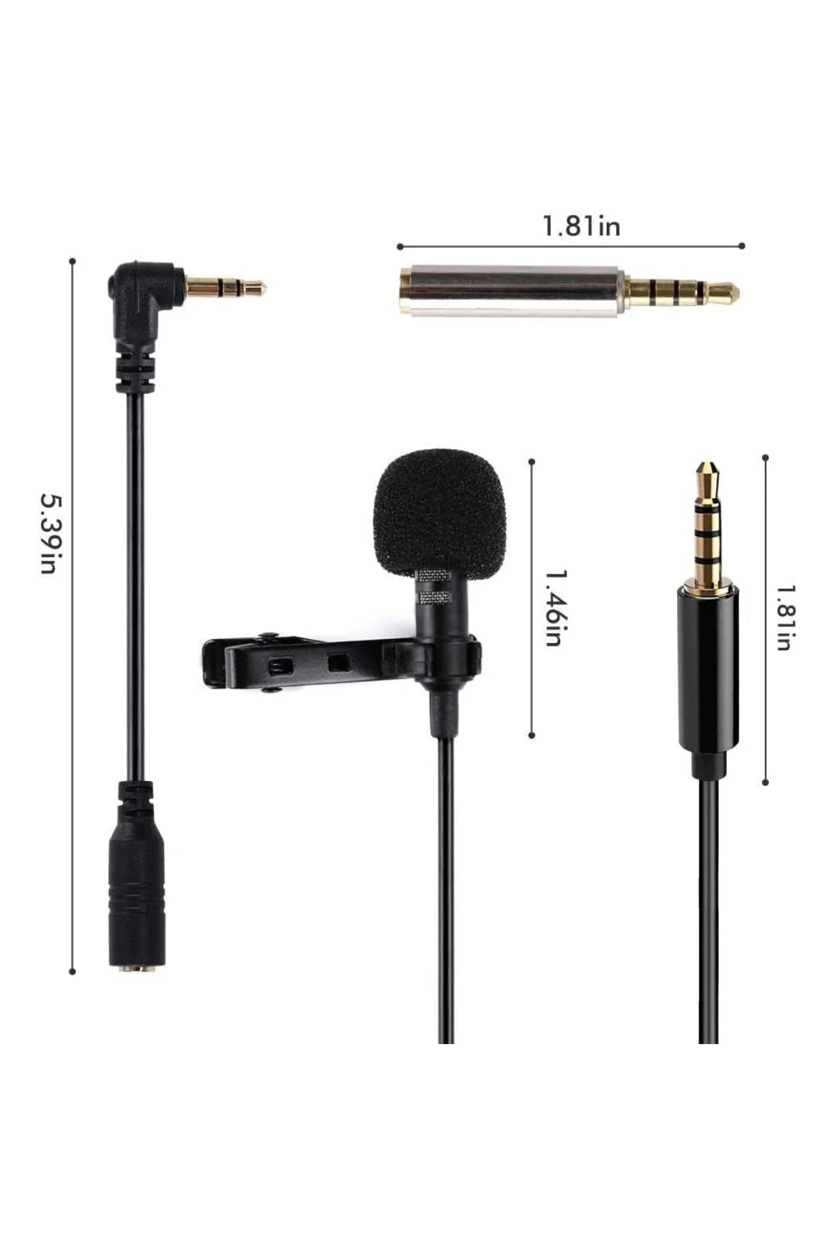 Lavalier mikrofon, çok yönlü kondansatör Lapel Mic kolay klipsli Lavalier mikrofon, çok yönlü kondansatör Lapel Mic kolay klipsli