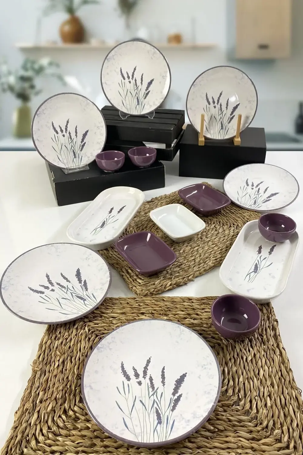 Keramika Lavanta 15 Parça 6 Kişilik Kahvaltı Takımı