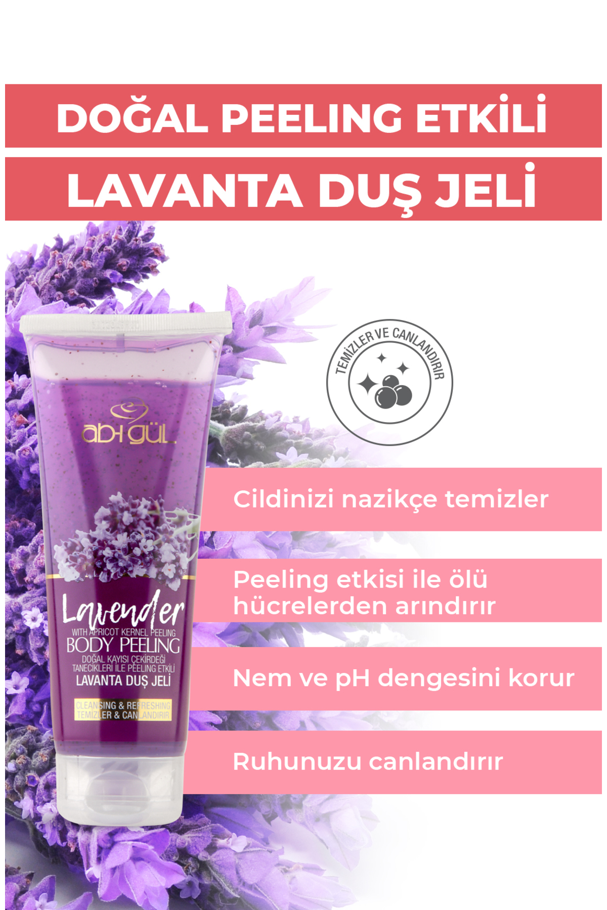 Lavanta Body Peeling Doğal Kayısı Çekirdeği Tanecikleri 250 Ml