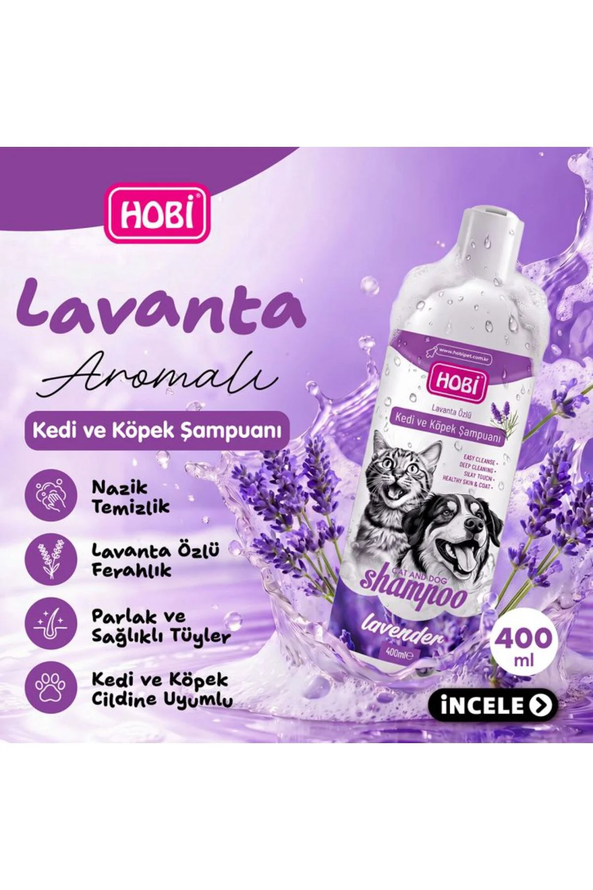 Lavanta Kokulu Kedi ve Köpek Şampuanı 400ml | Doğal ve Ferahlatıcı Temizlik Lavanta Kokulu Kedi ve Köpek Şampuanı 400ml | Doğal ve Ferahlatıcı Temizlik
