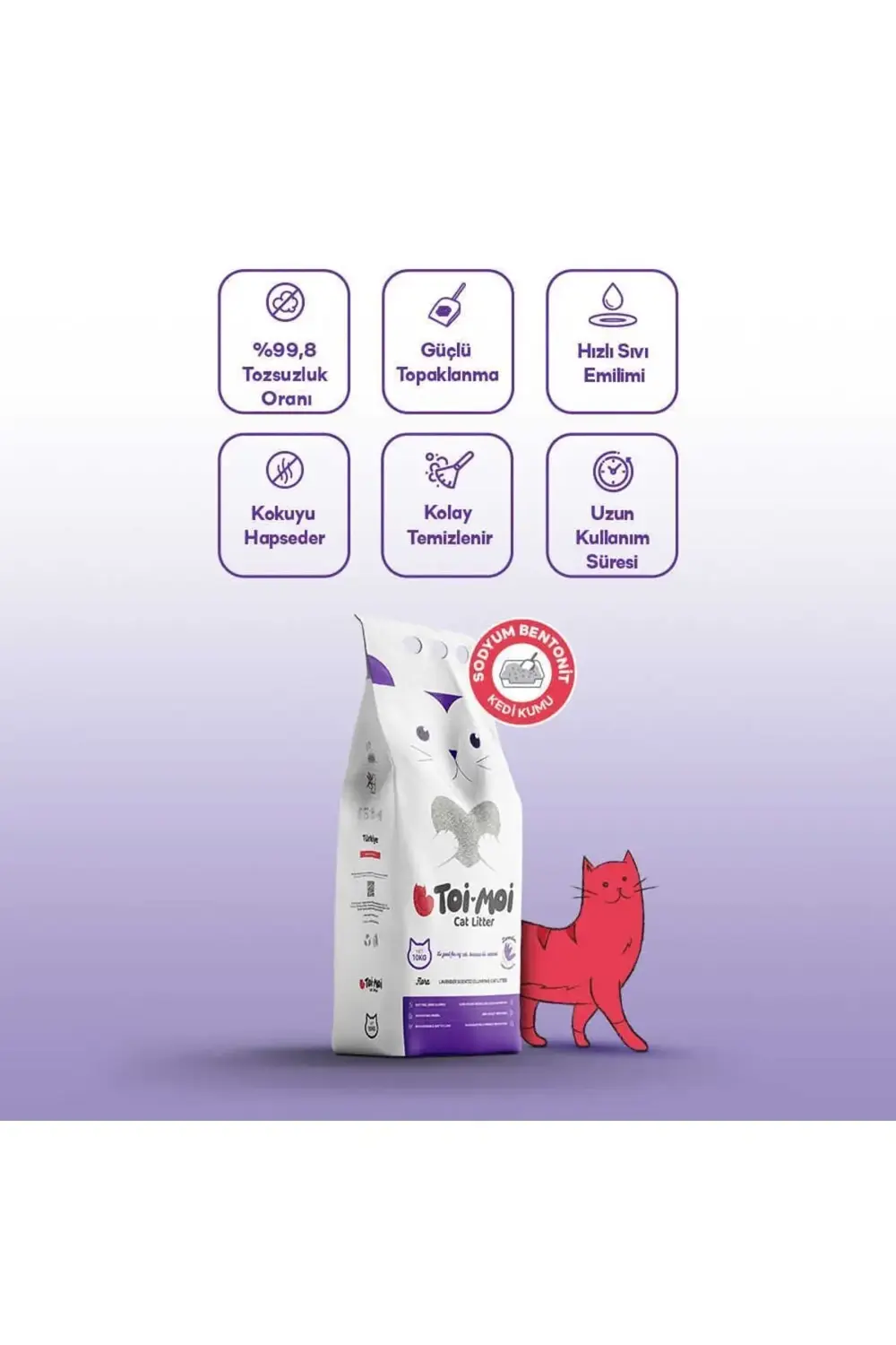 Lavanta Kokulu Kedi Kumu 10 KG - Toi Moi Sodyum Bentonit