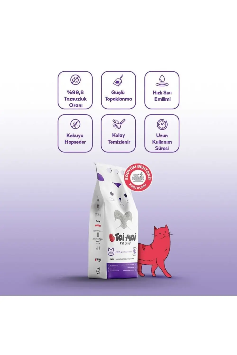 Lavanta Kokulu Kedi Kumu 10 KG - Toi Moi Sodyum Bentonit