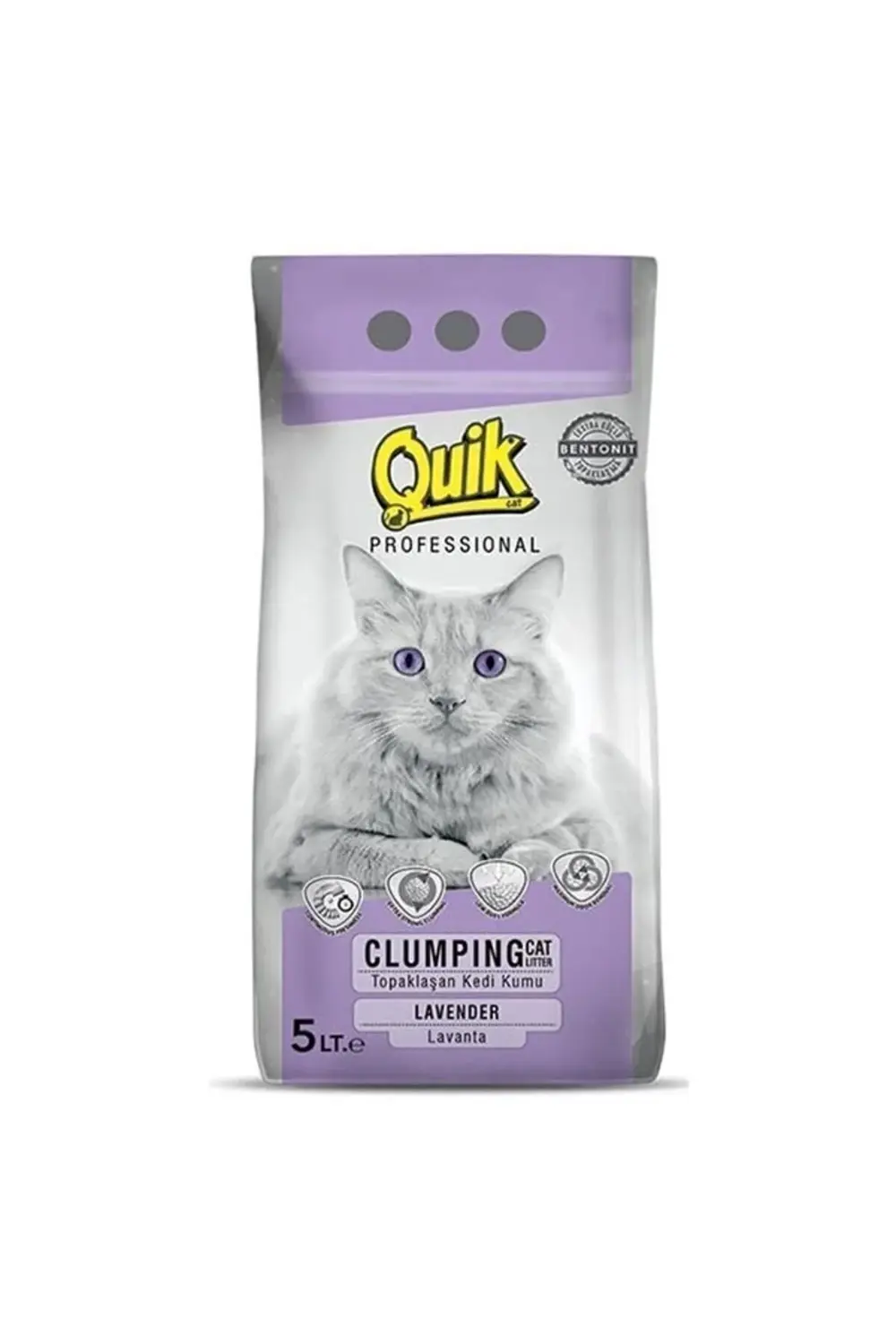 Lavanta Kokulu Topaklaşan Ince Bentonit Kedi Kumu 5 L.