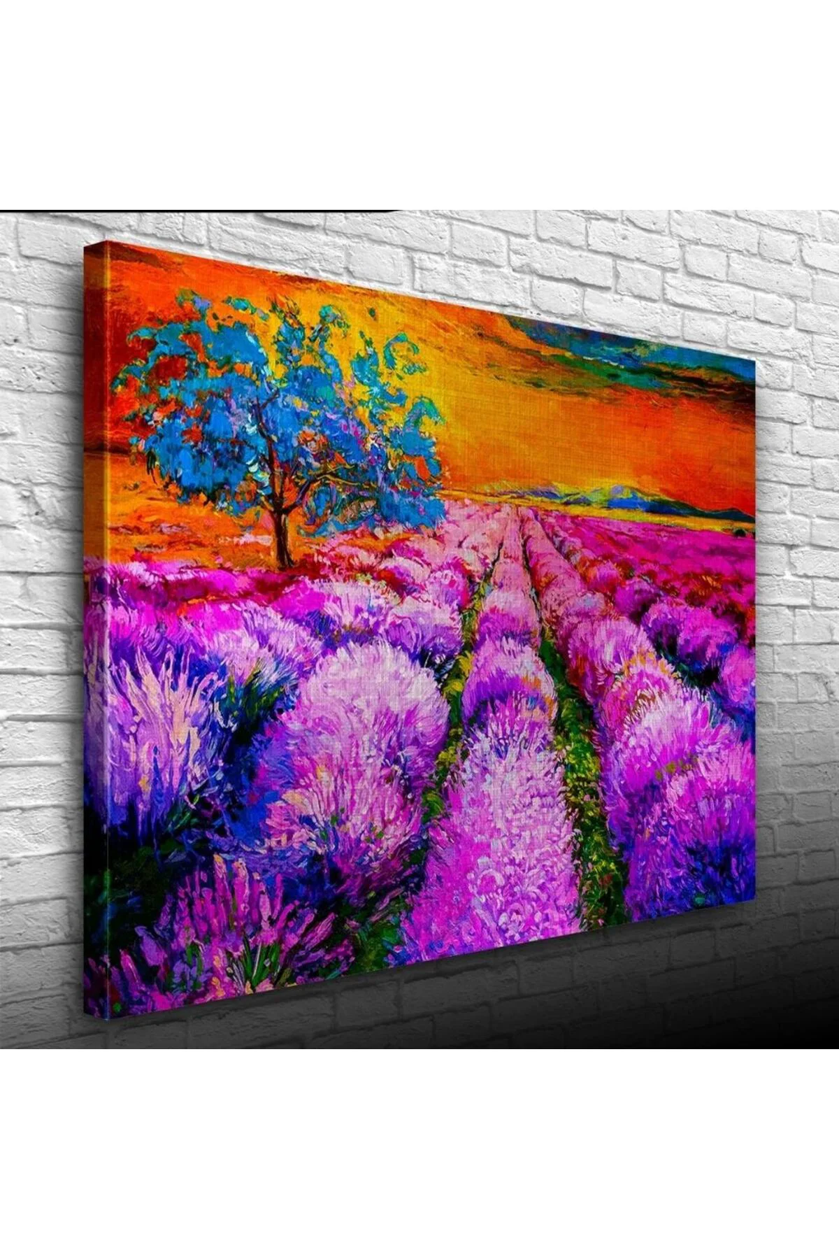 Lavanta Tarlasında Gündoğumu Yağlıboya Kanvas Tablo 50 x 70