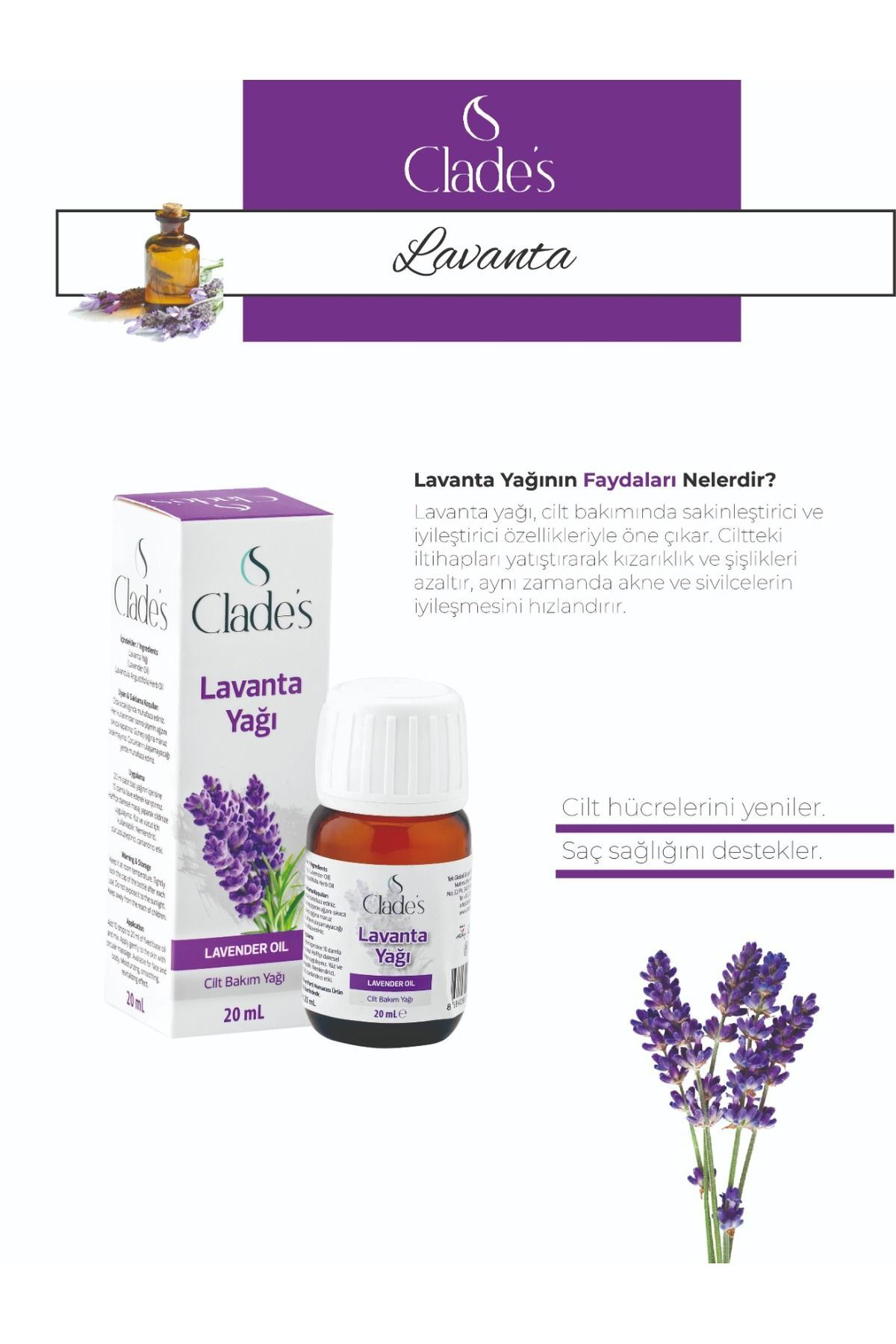 Lavanta Yağı 20 ml - Cilt Bakım Yağı Lavender Oil