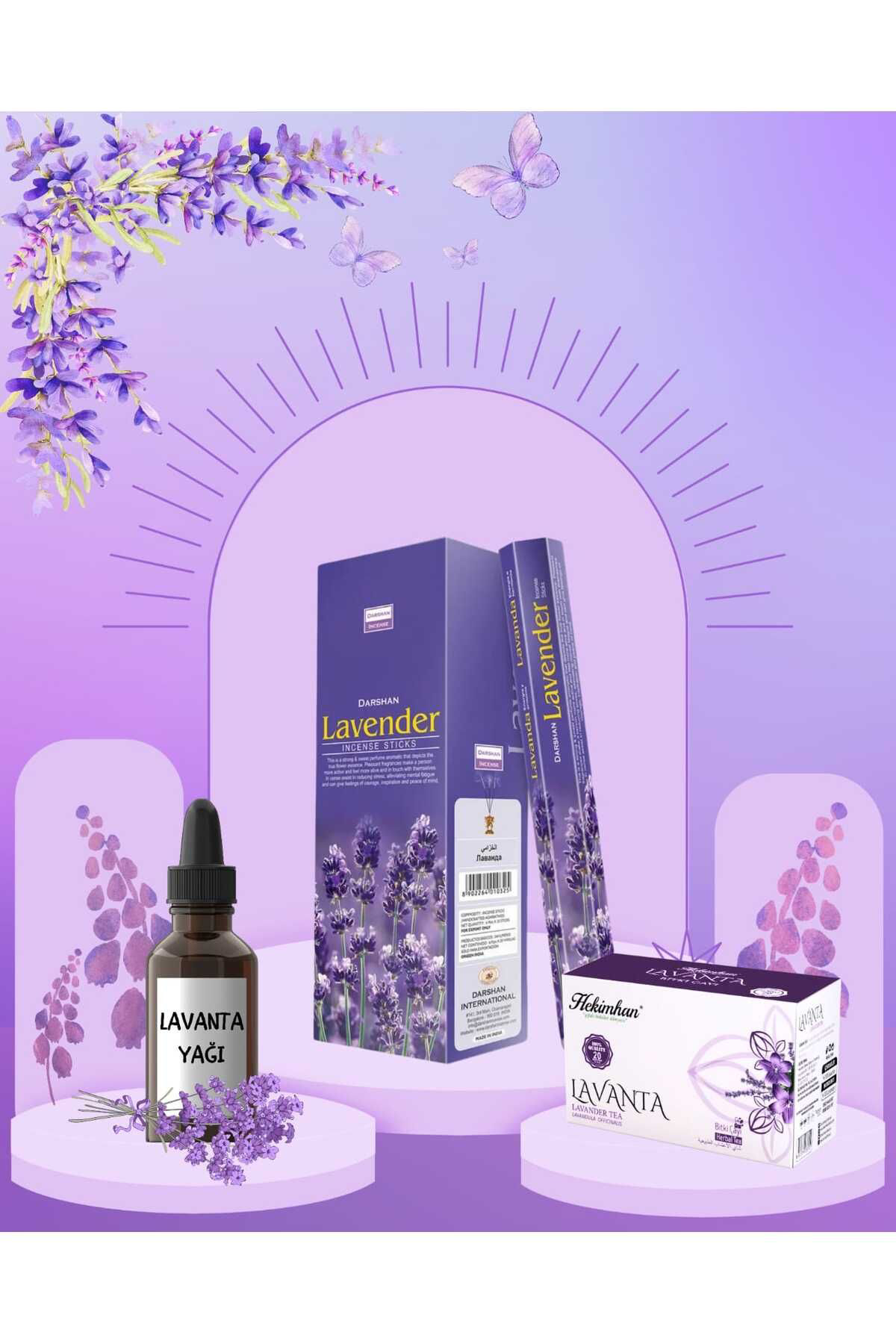 Hekimhan Bitkisel Lavanta Yağı + Lavanta Çayı + Lavanta Tütsüsü