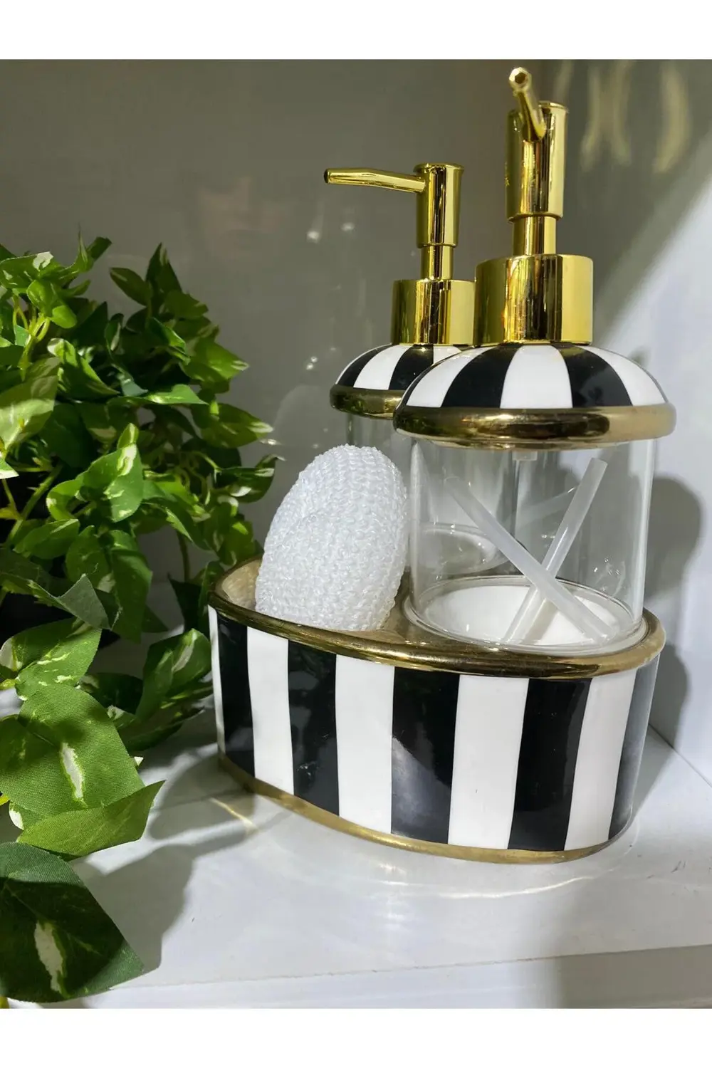 Lavin Porselen Lüx Çift Hazneli Kalp Tasarımlı Sıvı Sabunluk Dete