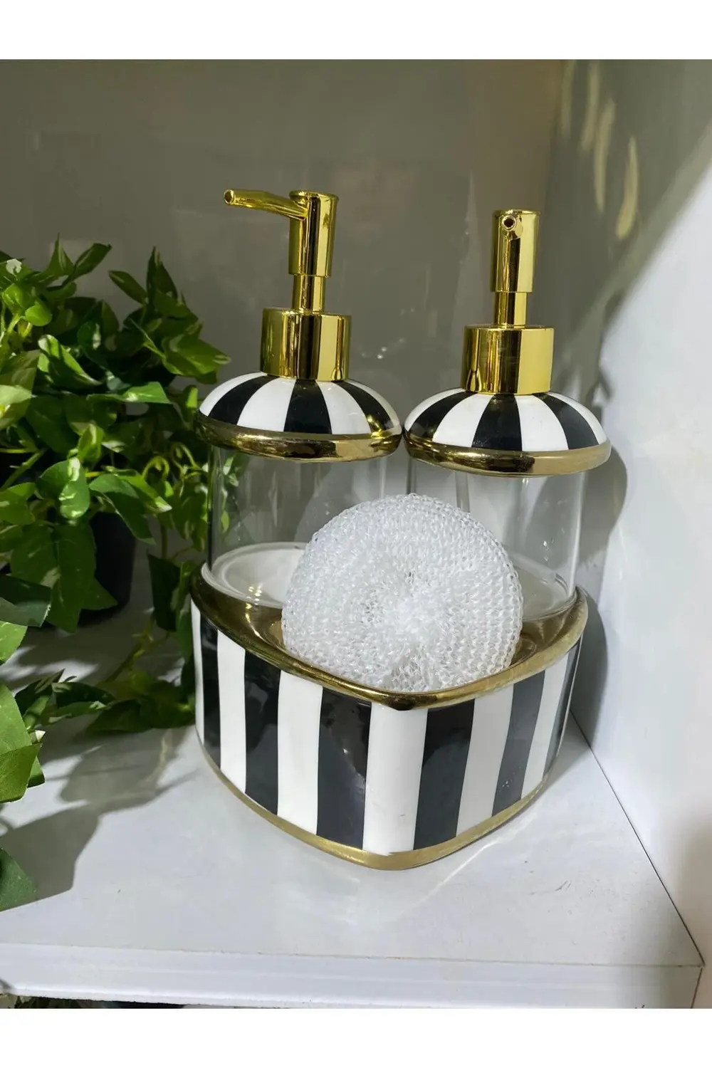 Lavin Porselen Lüx Çift Hazneli Kalp Tasarımlı Sıvı Sabunluk Dete