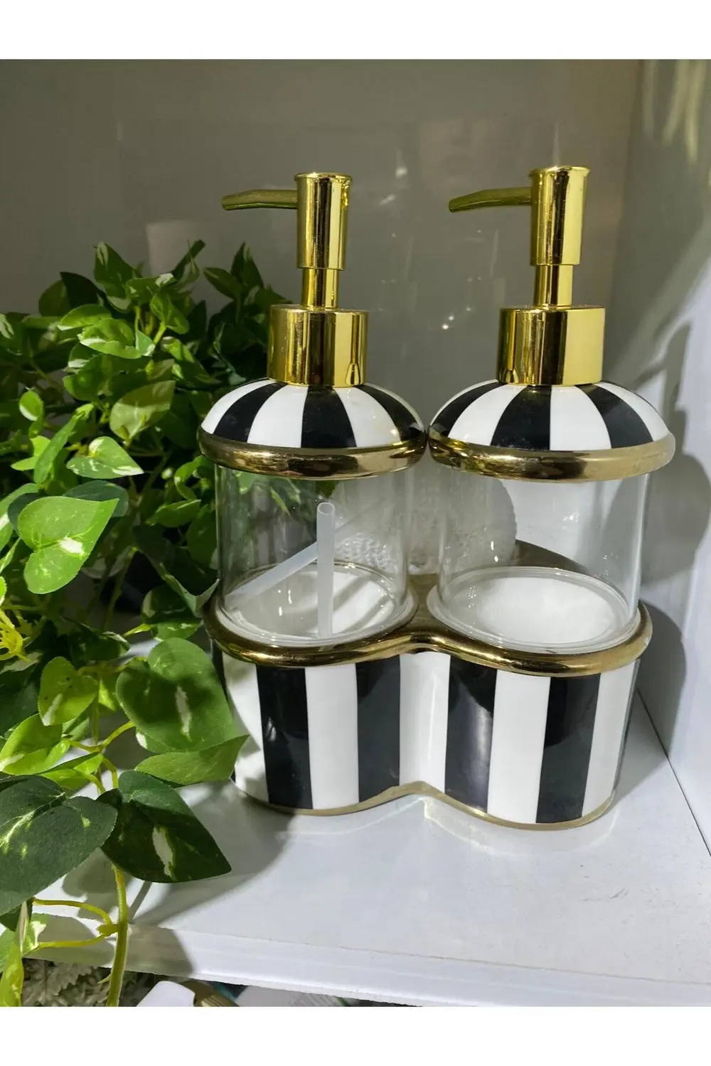 Lavin Porselen Lüx Çift Hazneli Kalp Tasarımlı Sıvı Sabunluk Dete