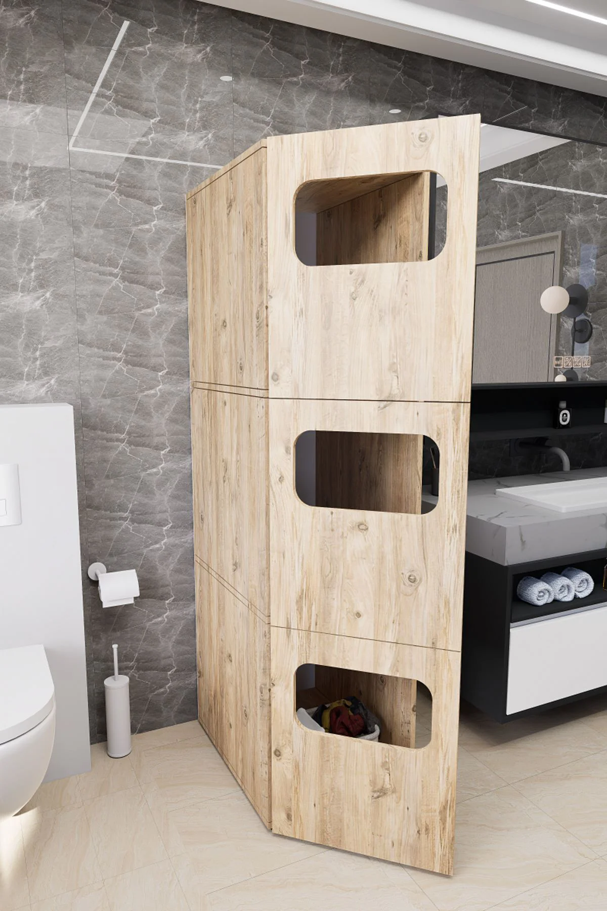 Lavina Banyo Kirli Sepetli Çamaşır Dolabı Rivoli