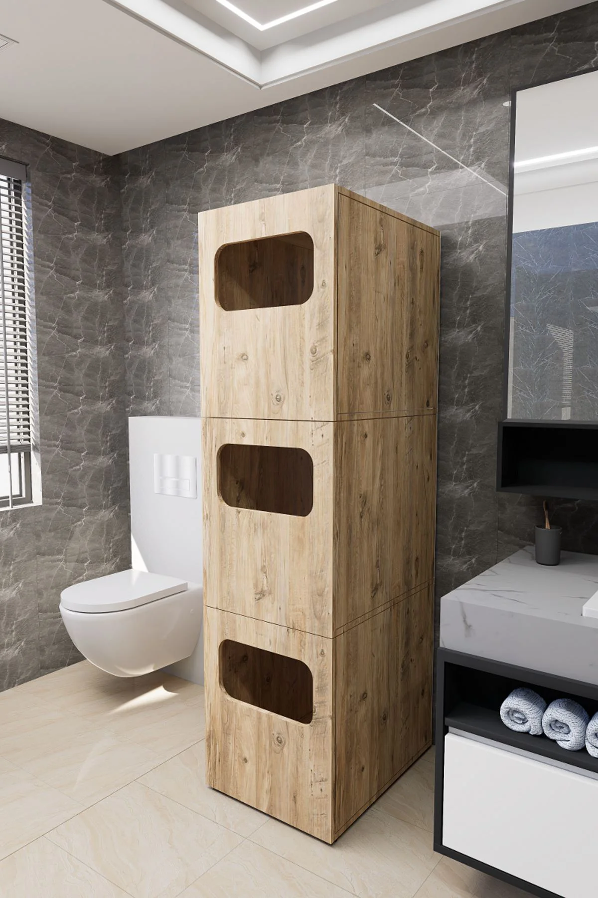 Lavina Banyo Kirli Sepetli Çamaşır Dolabı Rivoli