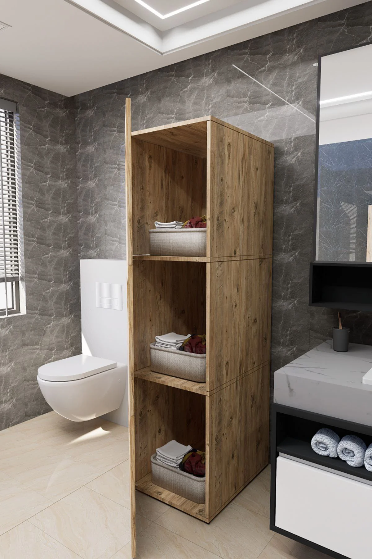 Lavina Banyo Kirli Sepetli Çamaşır Dolabı Rivoli