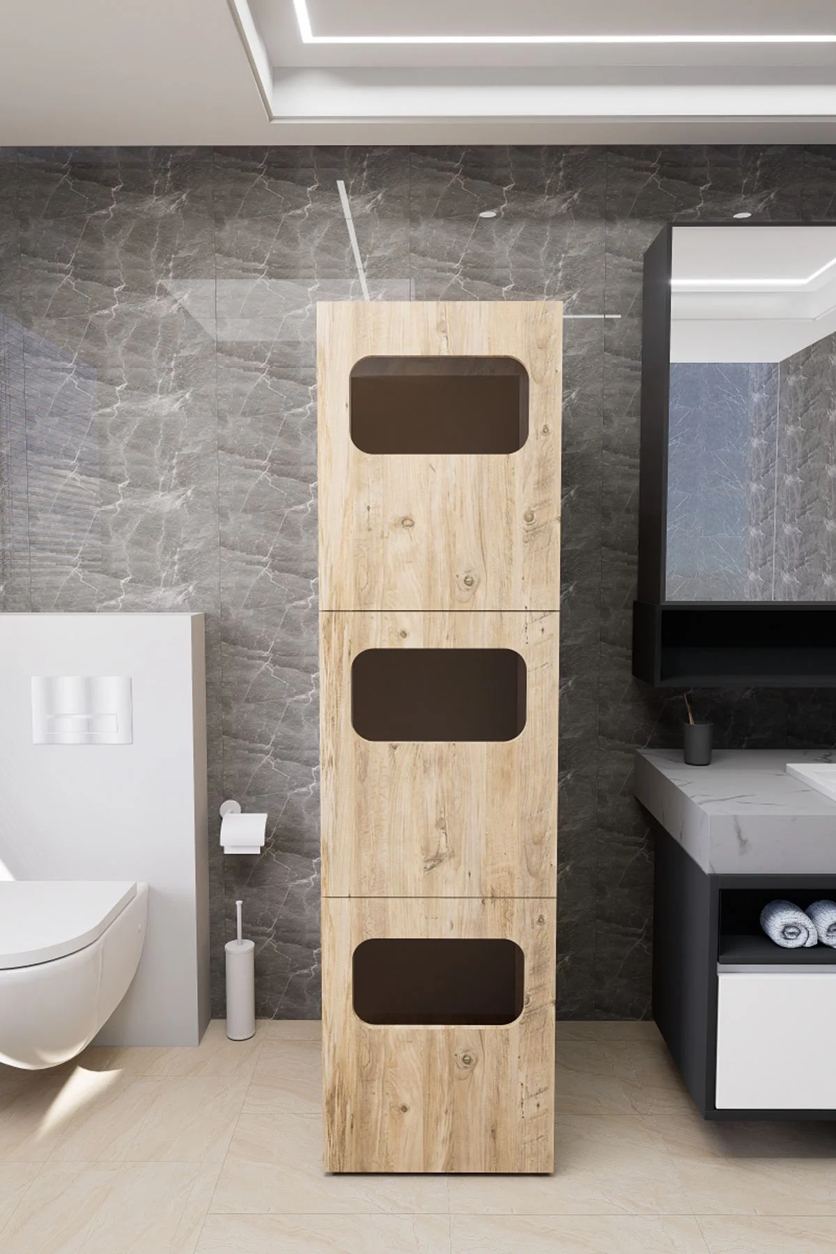 Lavina Banyo Kirli Sepetli Çamaşır Dolabı Rivoli