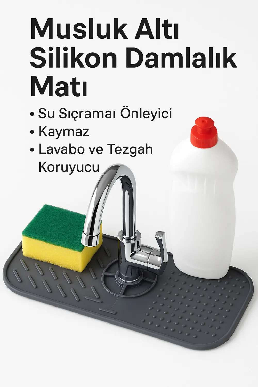 Ferah Plastik Lavobo Musluk Matı Musluk Altı Silikon Damlalık Matı – Su Sıçrama