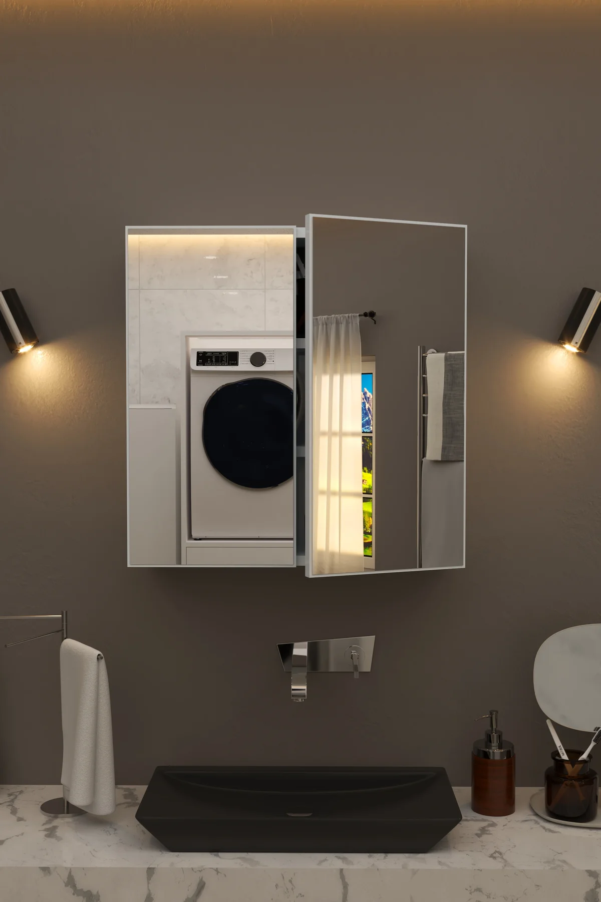 Lavobo Üstü Aynalı Banyo Dolabı