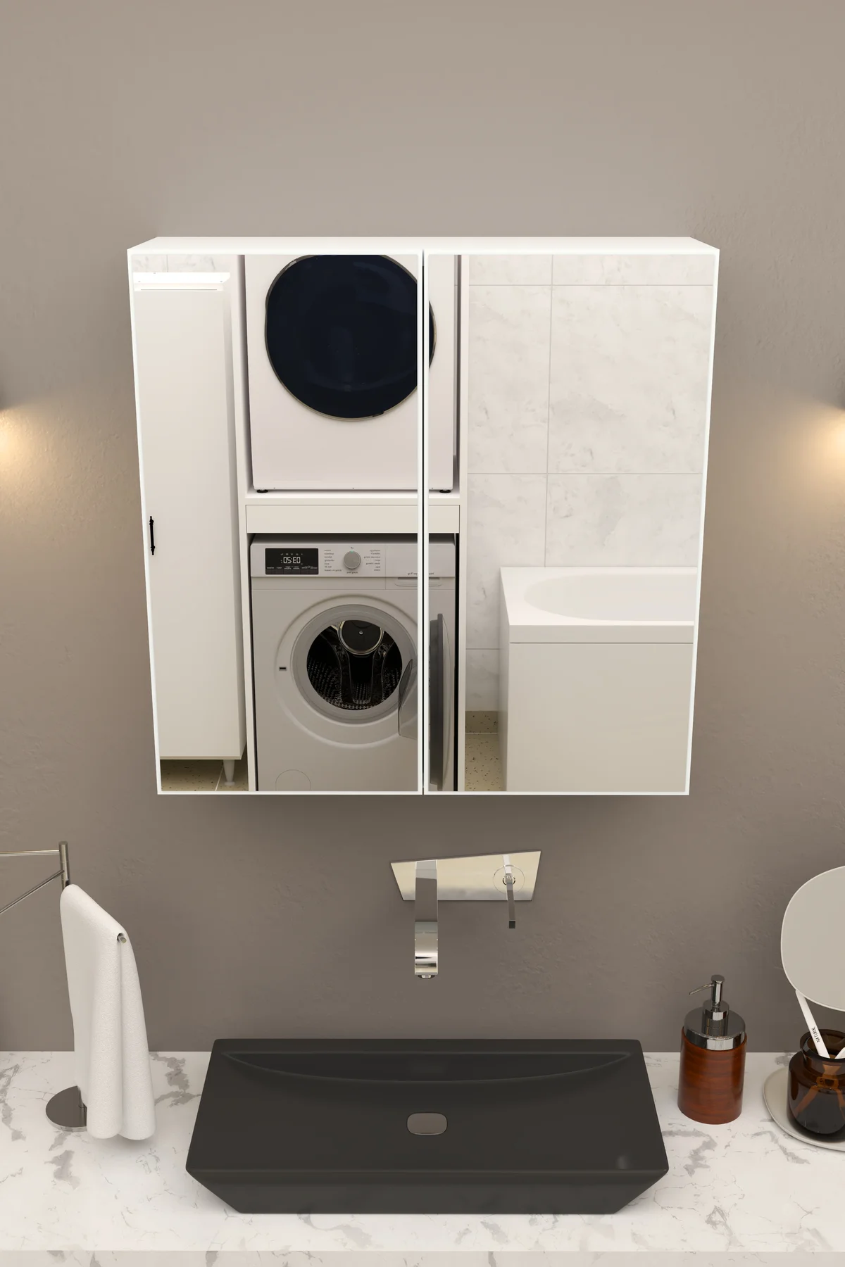 Lavobo Üstü Aynalı Banyo Dolabı