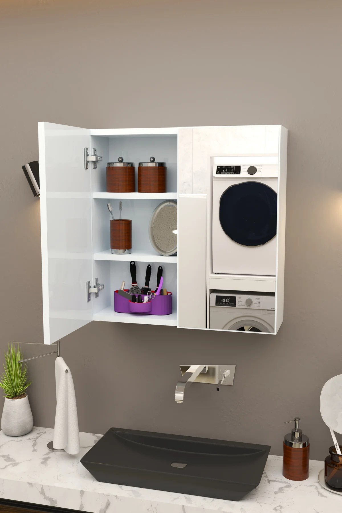 Lavobo Üstü Aynalı Banyo Dolabı