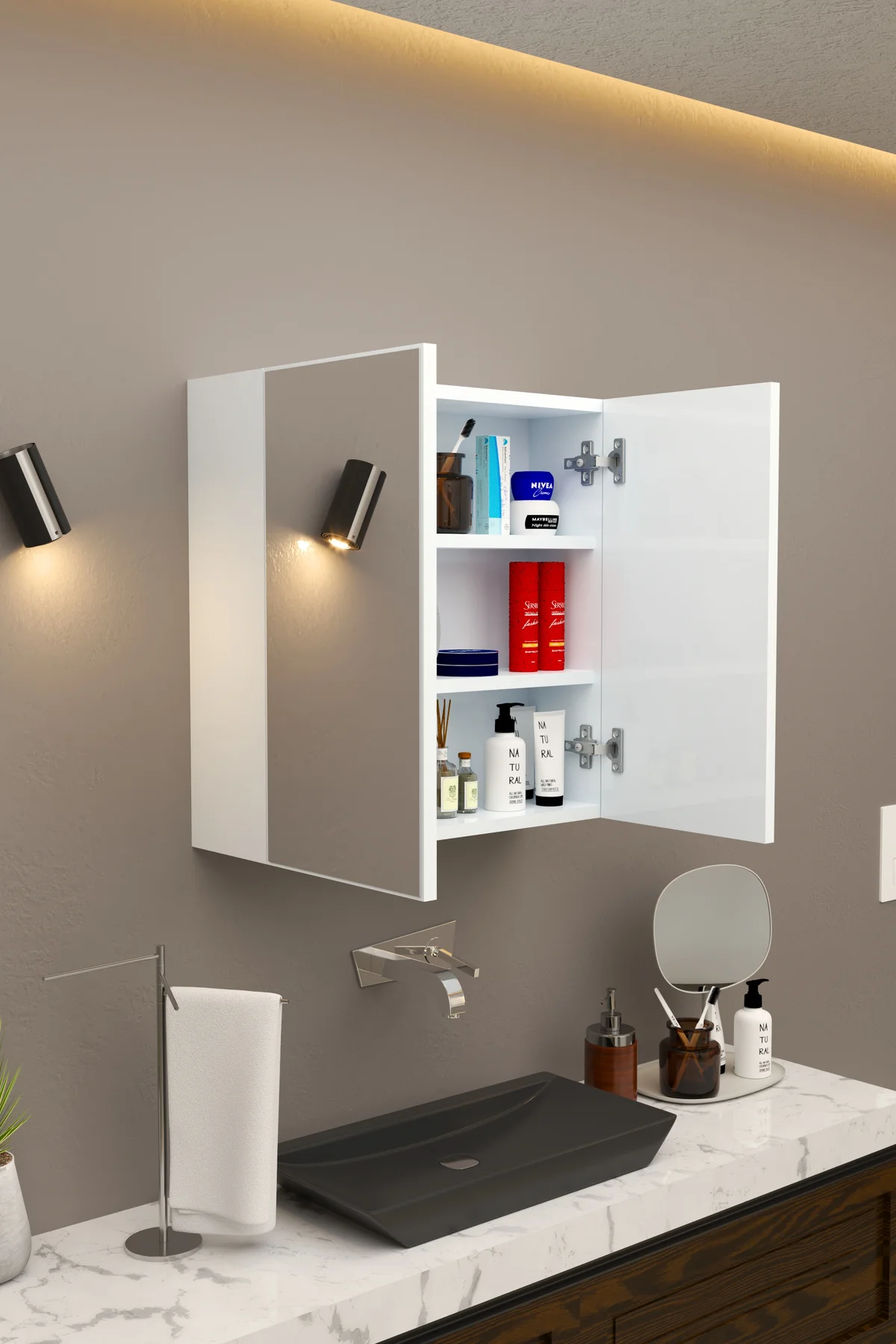 Lavobo Üstü Aynalı Banyo Dolabı