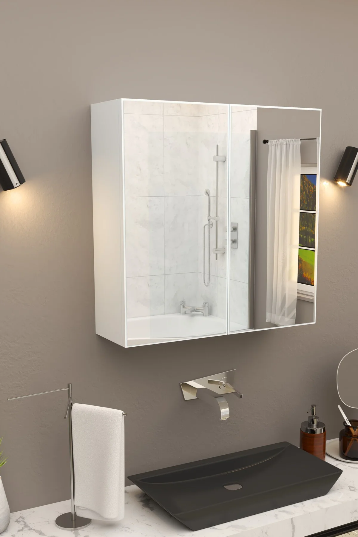Lavobo Üstü Aynalı Banyo Dolabı