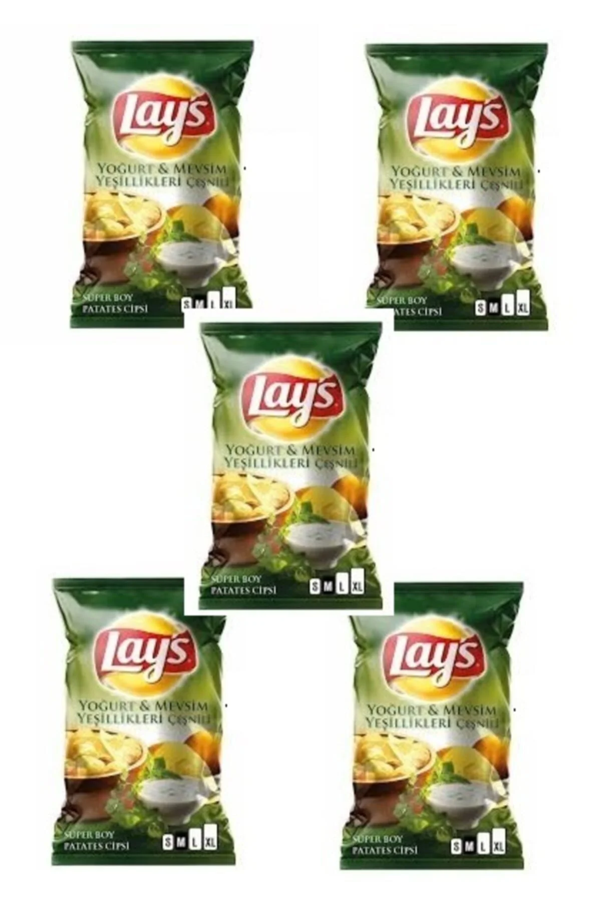 Lays Yoğurt Mevsim Yeşillikleri Süper Boy Cips 5 Adet Lays Yoğurt