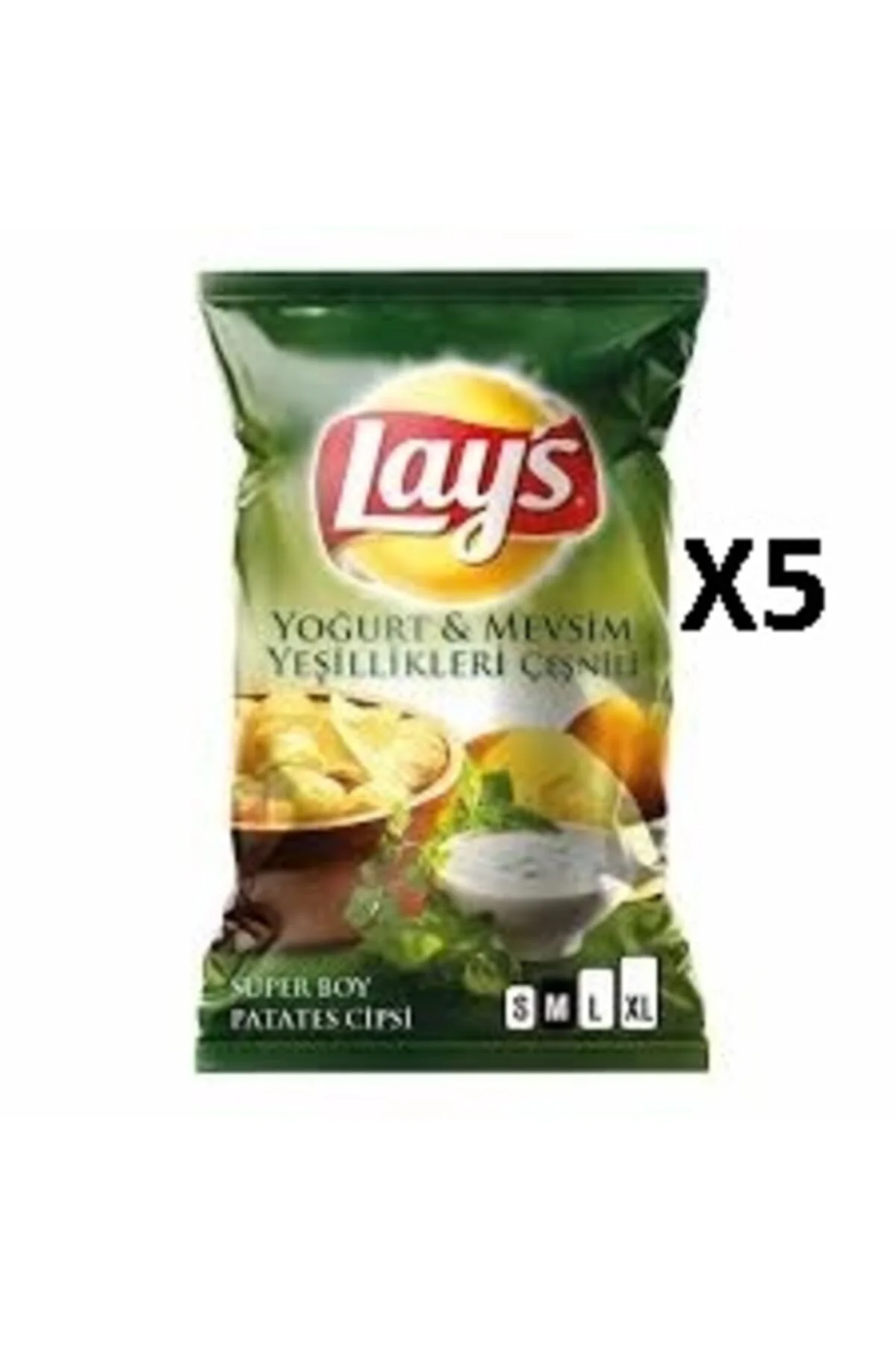 Lays Yoğurt Mevsim Yeşillikleri Süper Boy Cips 5 Adet Lays Yoğurt