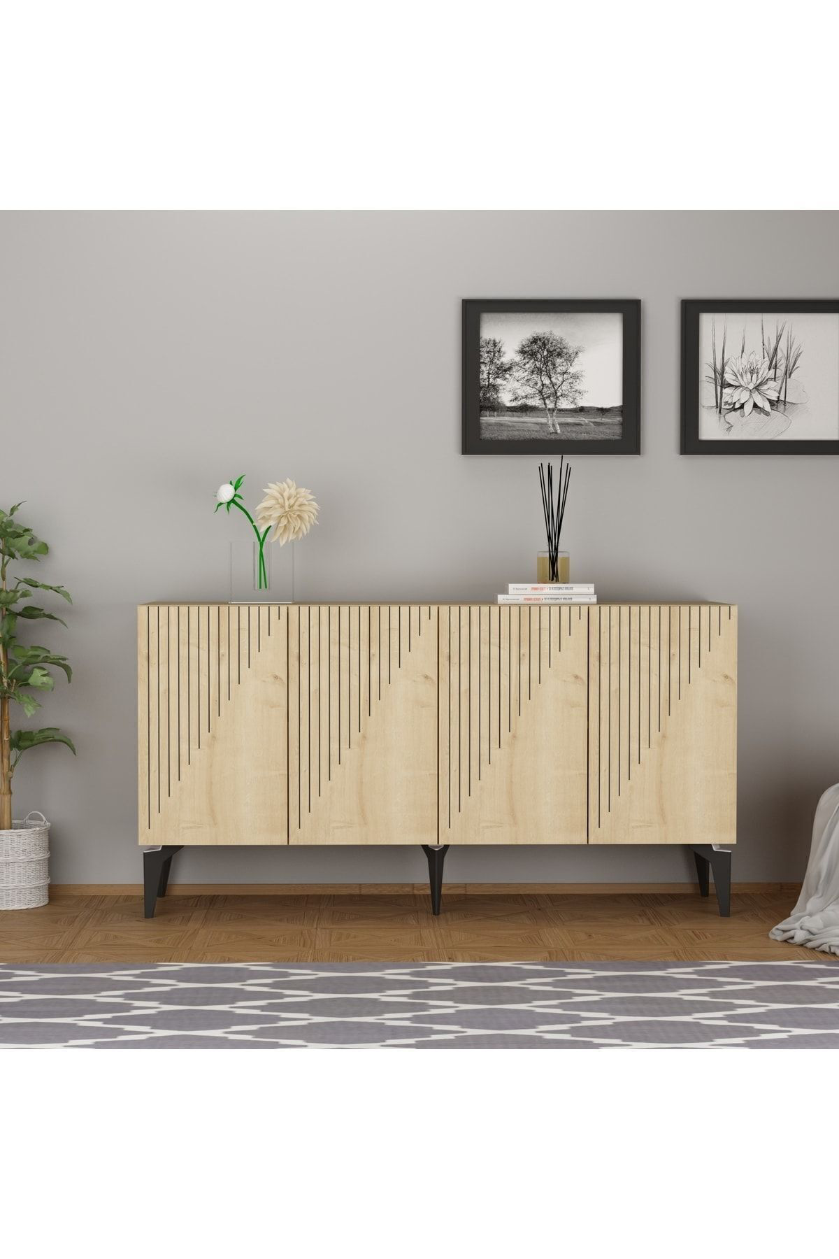 Cantek Dizayn Lazer Desenli 150 Cm Draw Konsol Safirmeşe-Safirmeşe