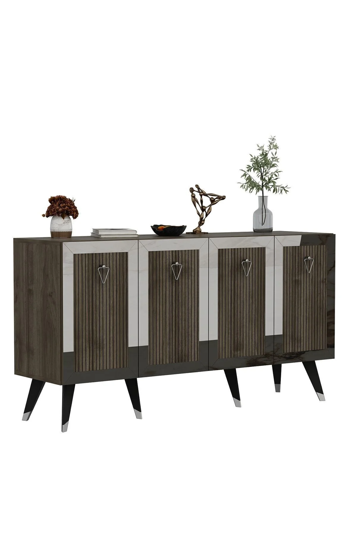 Lazer Desenli Bare Konsol Ceviz-gümüş