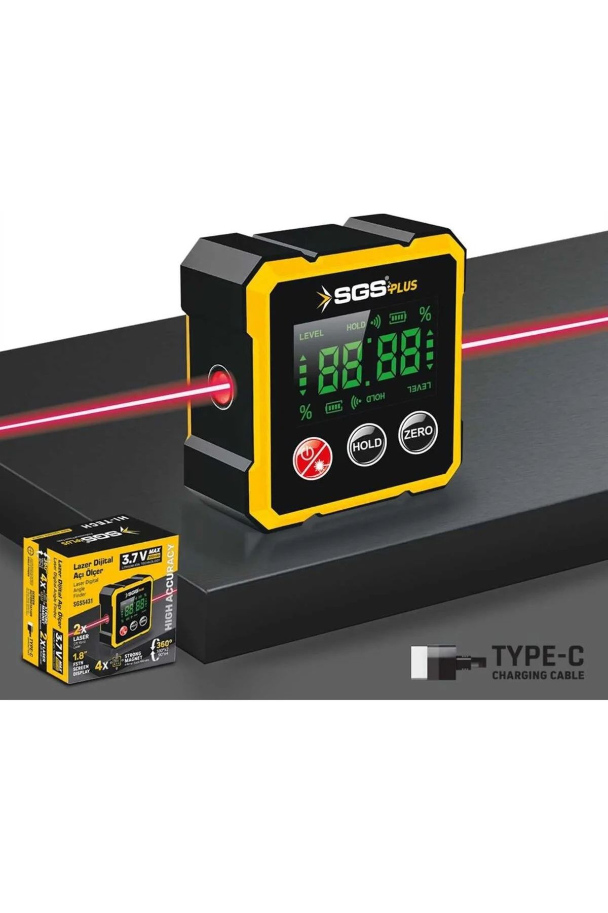 Lazer Dijital Açı Ölçer Mıknatıslı Sgs5431