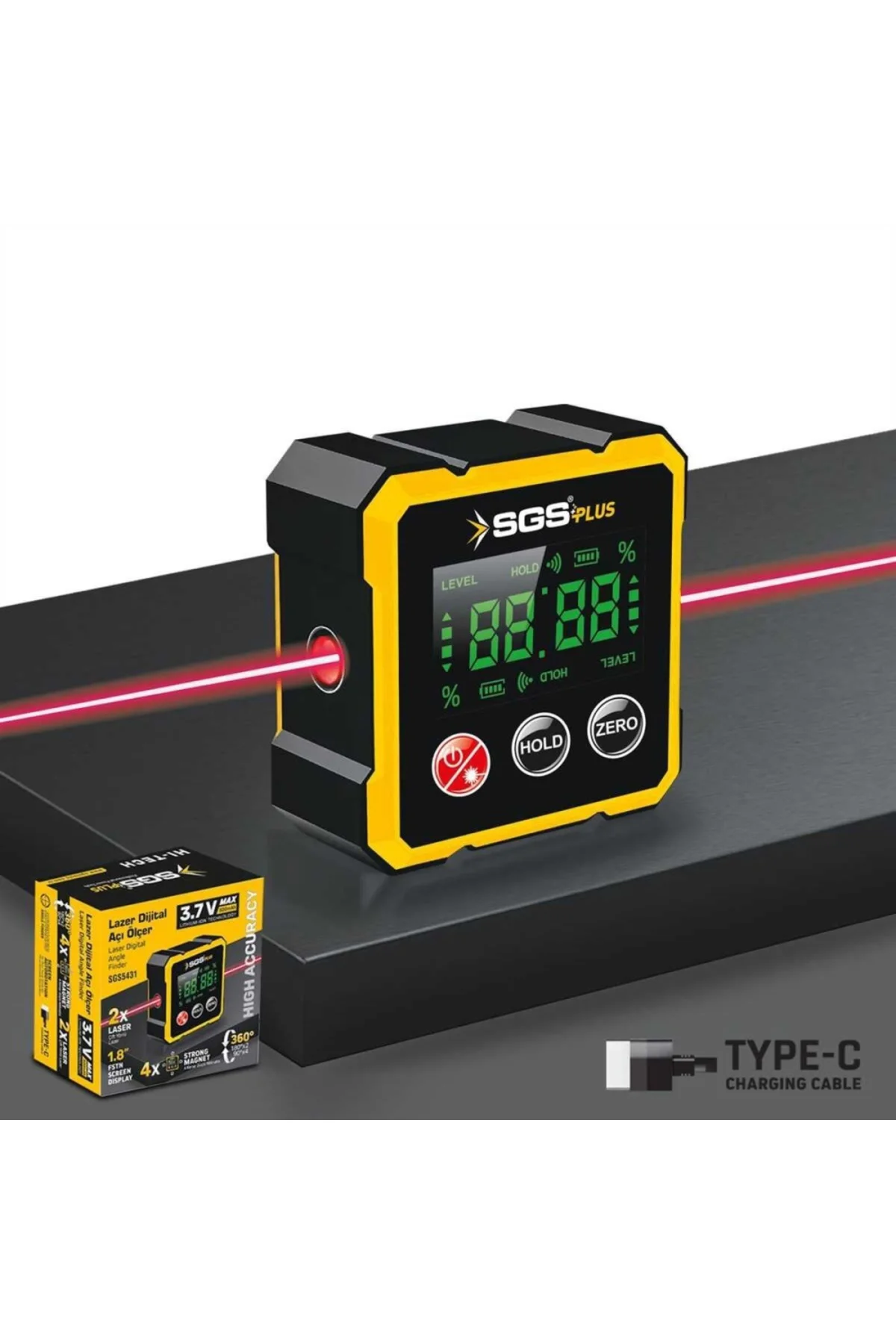 LAZER DİJİTAL AÇI ÖLÇER MIKNATISLI