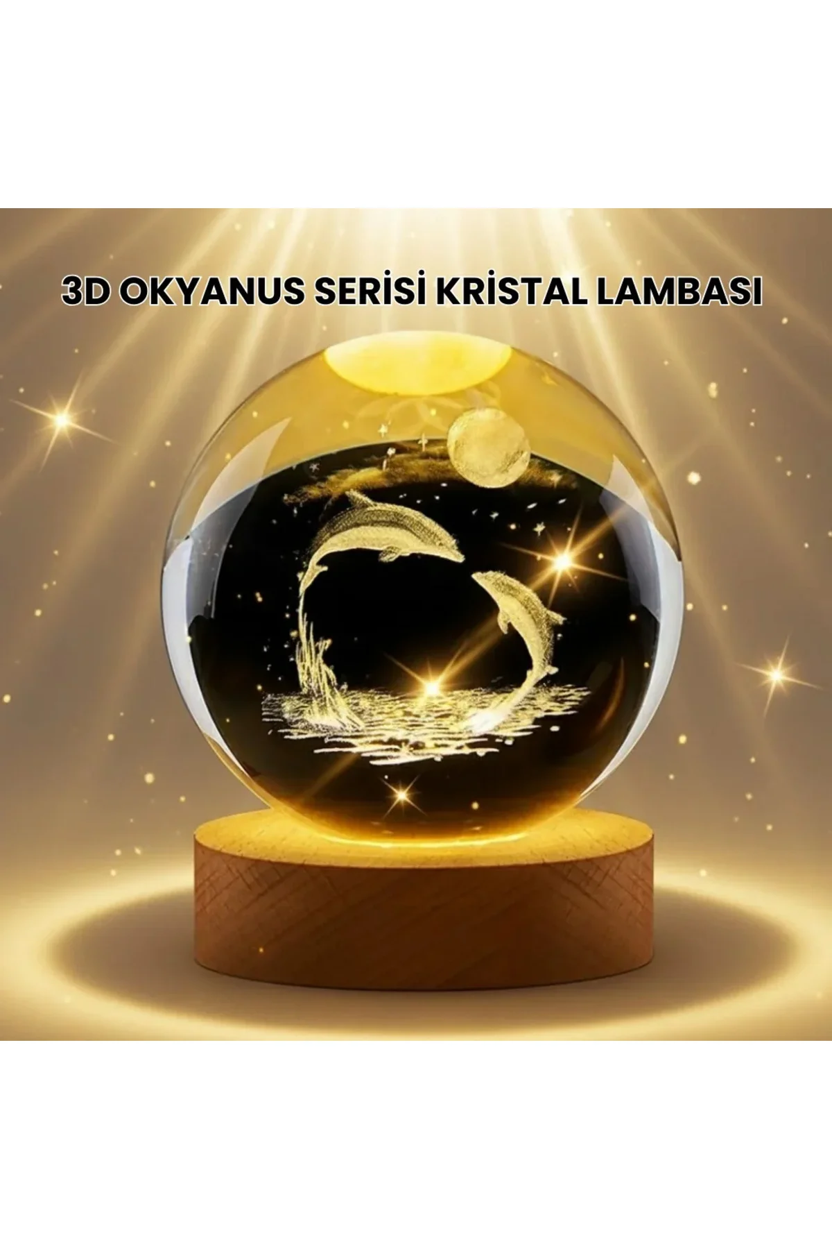 Lazer İşlemeli Yunus Kristal Küre Sıcak Işıklı Ahşap Standlı Lazer İşlemeli Yunus Kristal Küre Sıcak Işıklı Ahşap Standlı