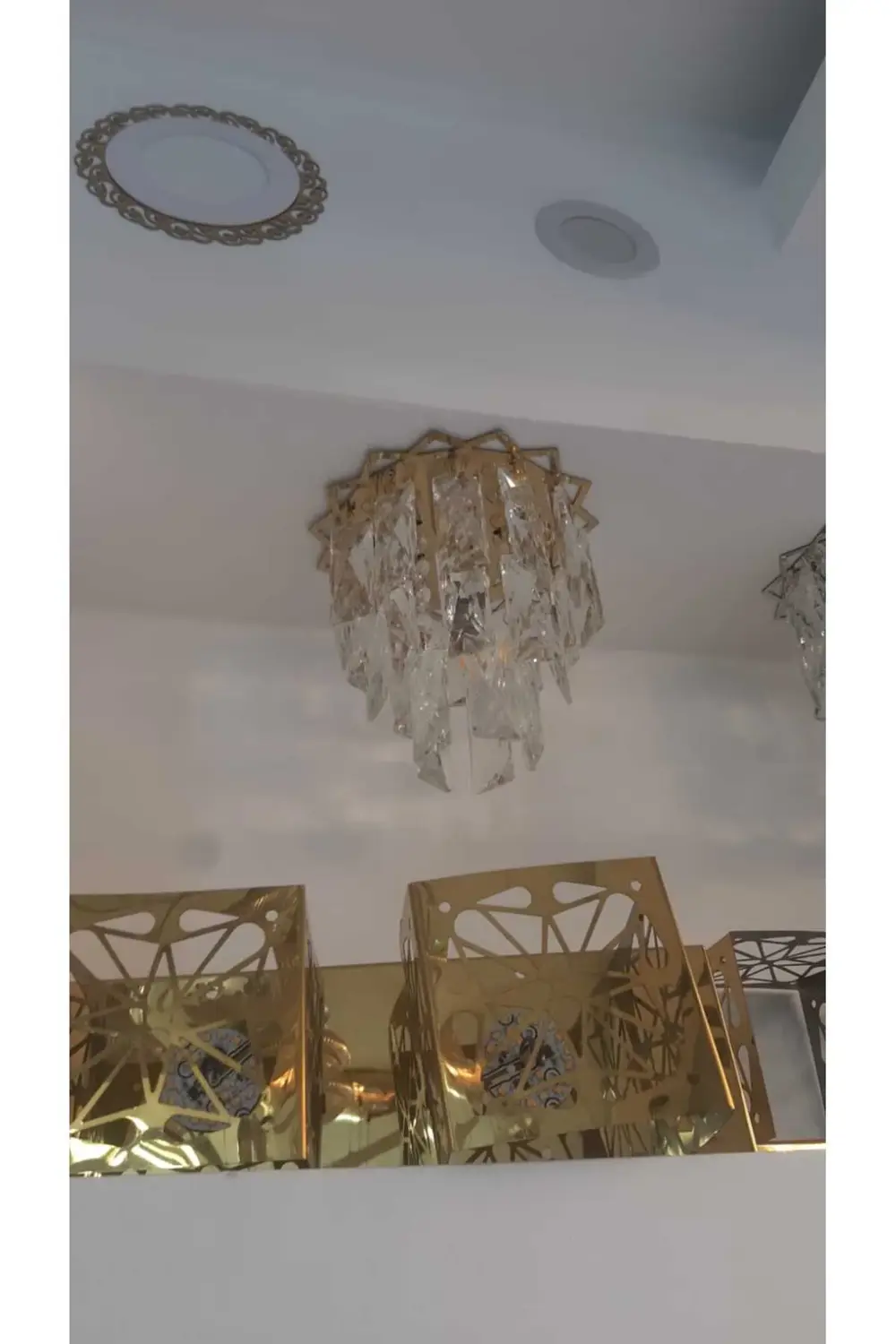 Apex Avize Lazer Kesim Spot Plaket Taşlı Gold