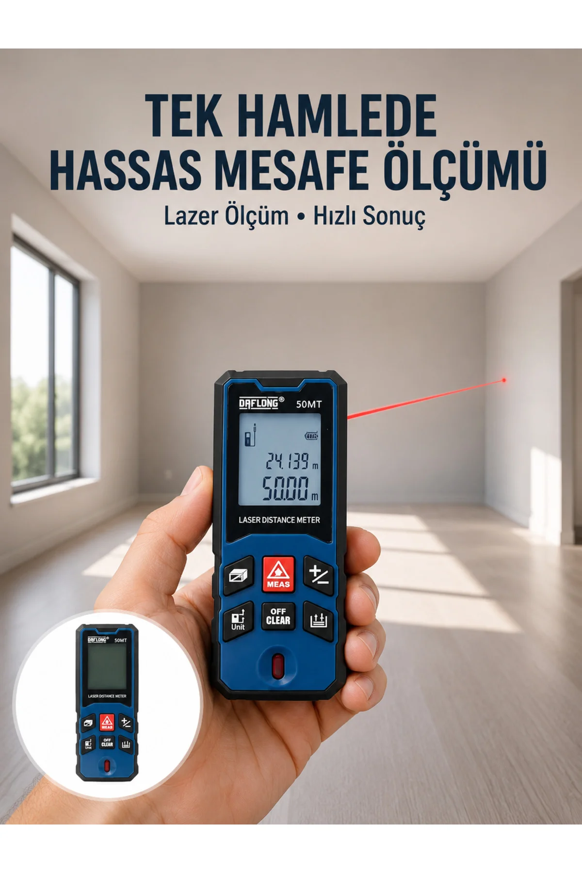 Lazer Metre 50 Mt Hassas Ve Hızlı Ölçüm Özellikli Yeni Nesil Lazer Metre 50 Mt Hassas Ve Hızlı Ölçüm Özellikli Yeni Nesil