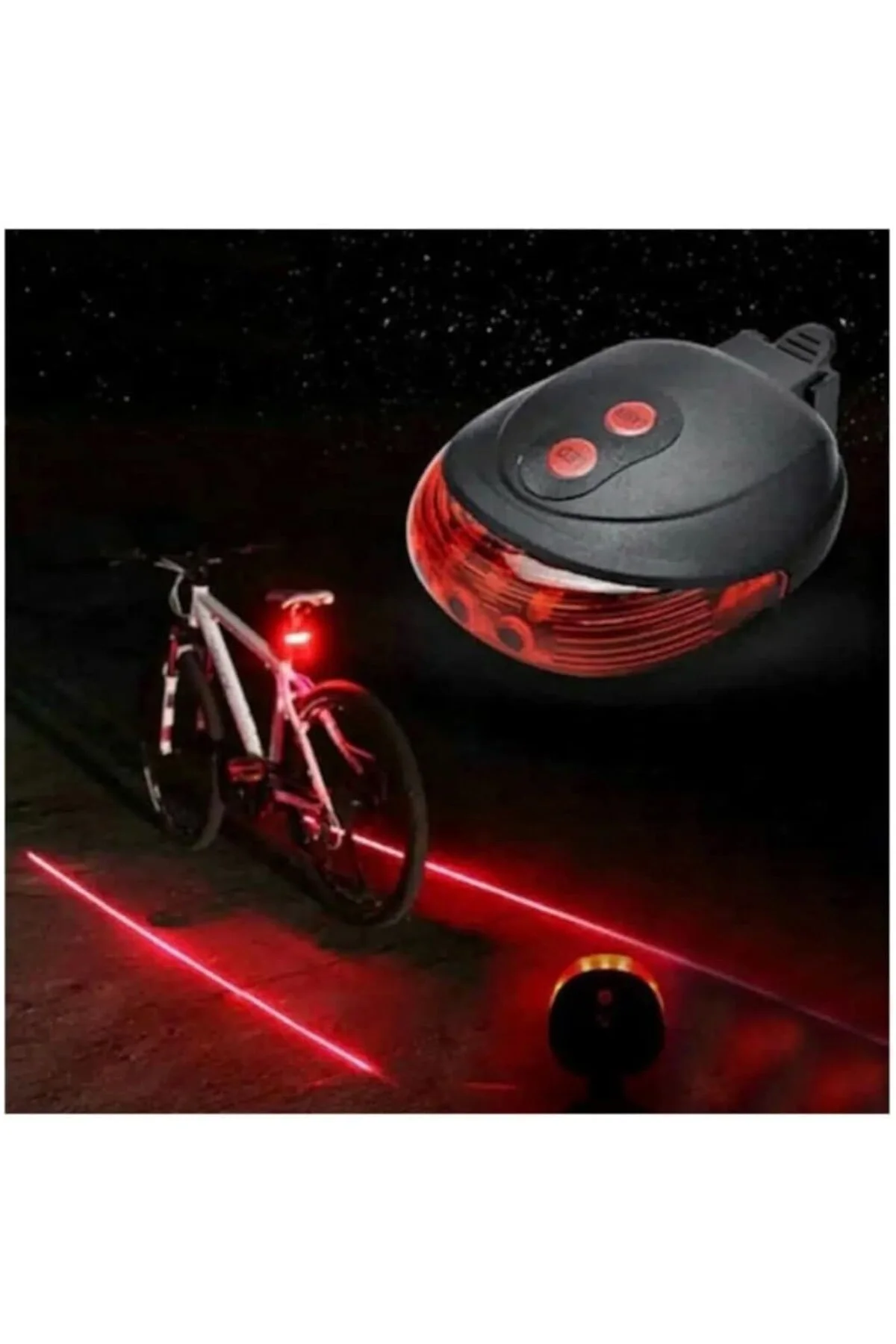 Lazer Şeritli 7 Fonksiyon 5 Ledli Stop Bisiklet Lamba