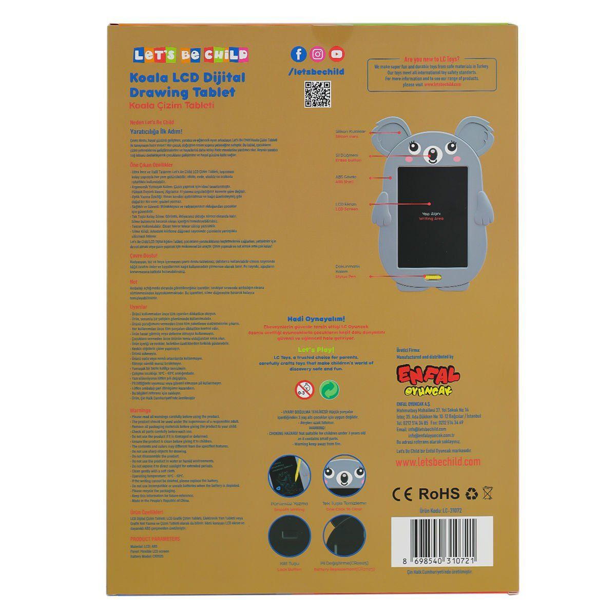LC-31072 Koala Çizim Tableti 8.5 inç -Lets be Child