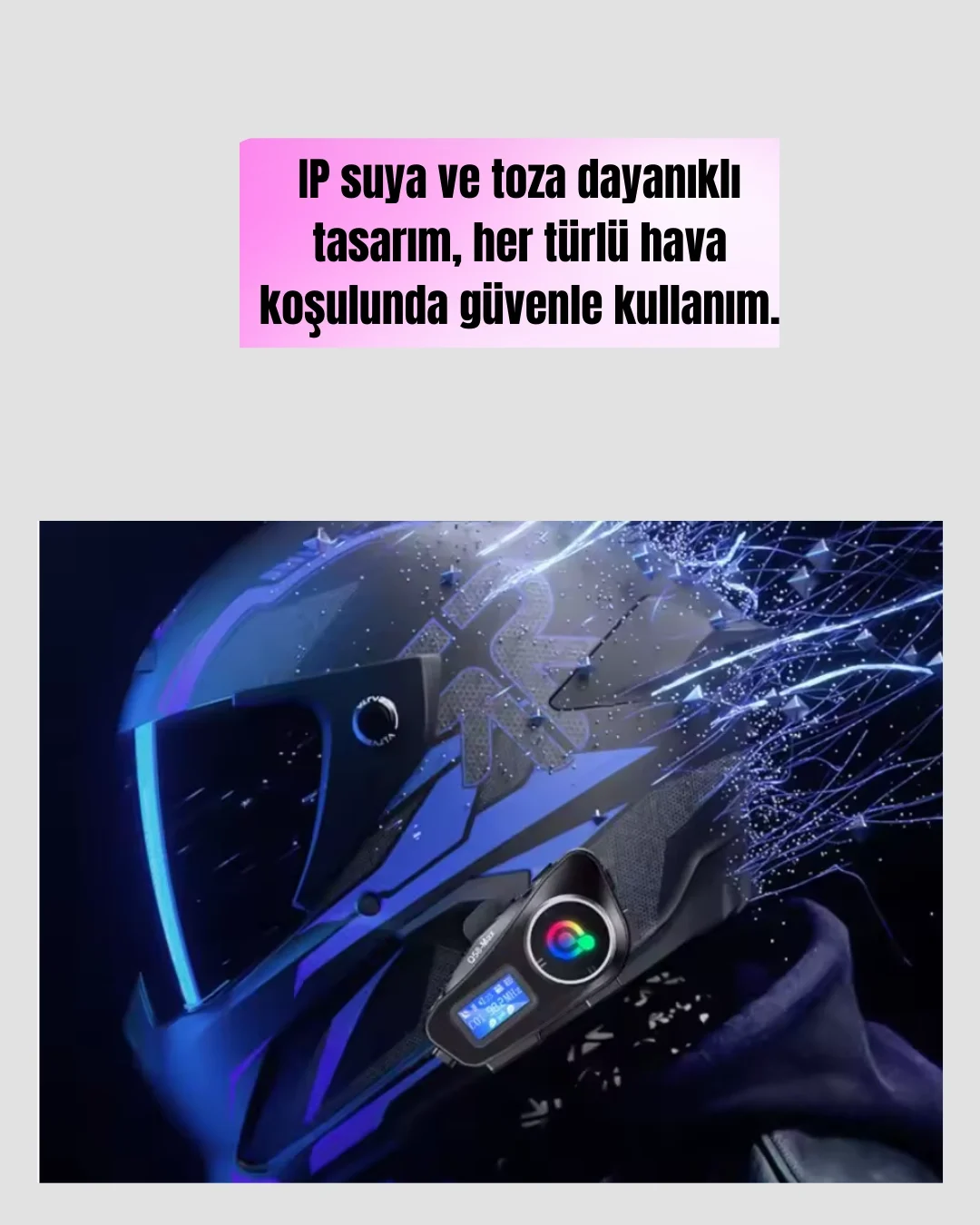LCD Ekranlı Bluetooth Kask Kulaklığı FM Radyo ve SD Kart Girişli LCD Ekranlı Bluetooth Kask Kulaklığı FM Radyo ve SD Kart Girişli