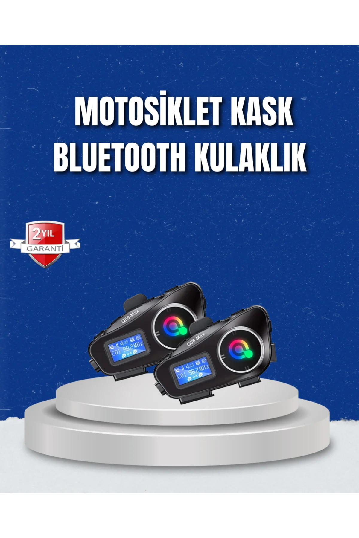 LCD Ekranlı Bluetooth Kask Kulaklığı FM Radyo ve SD Kart Girişli