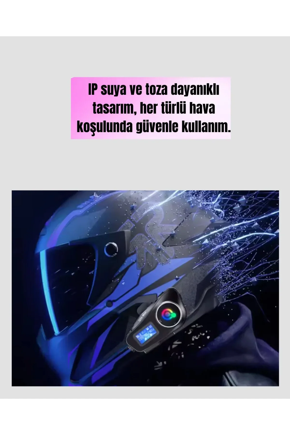 LCD Ekranlı Bluetooth Kask Kulaklığı FM Radyo ve SD Kart Girişli