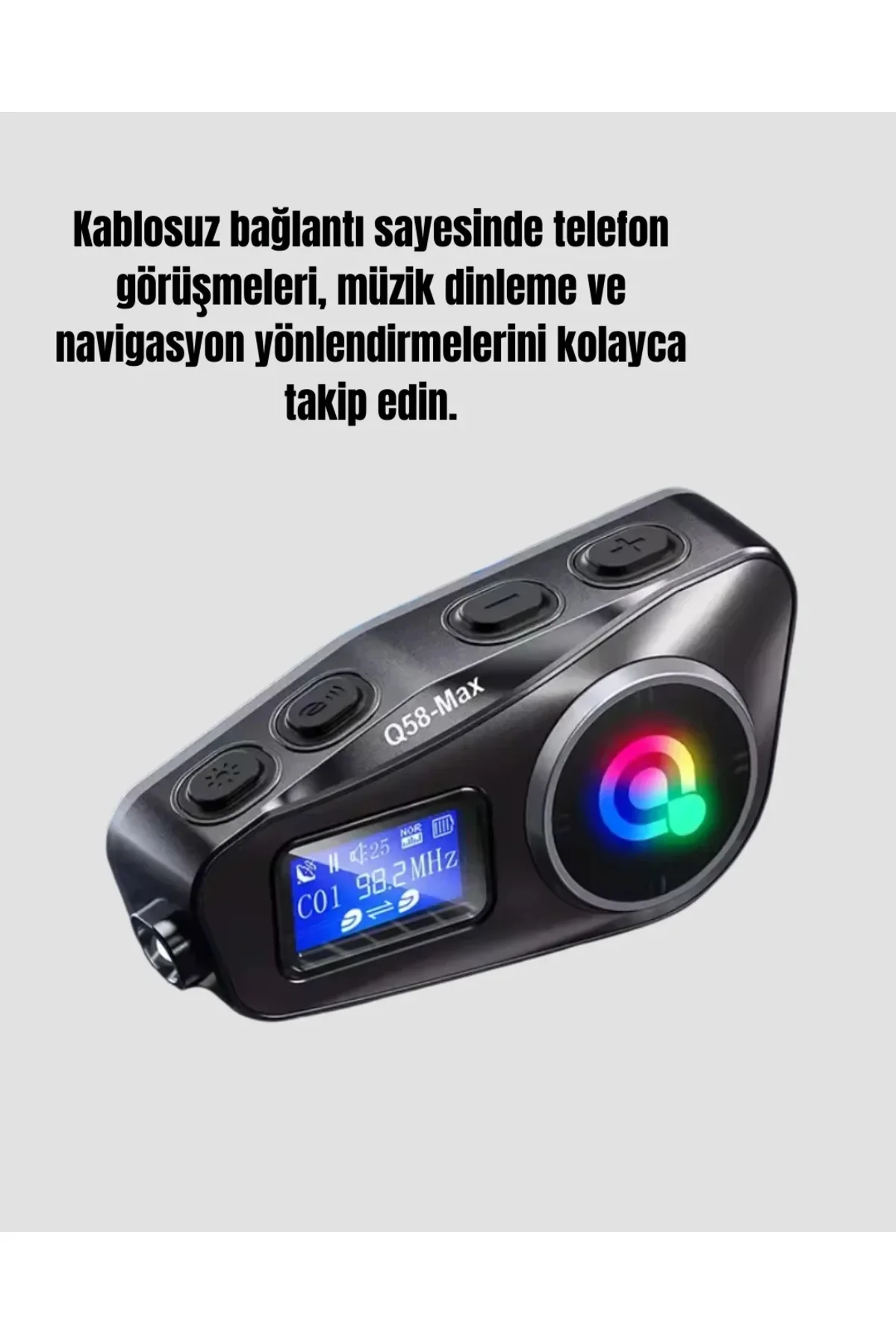 LCD Ekranlı Bluetooth Kask Kulaklığı FM Radyo ve SD Kart Girişli