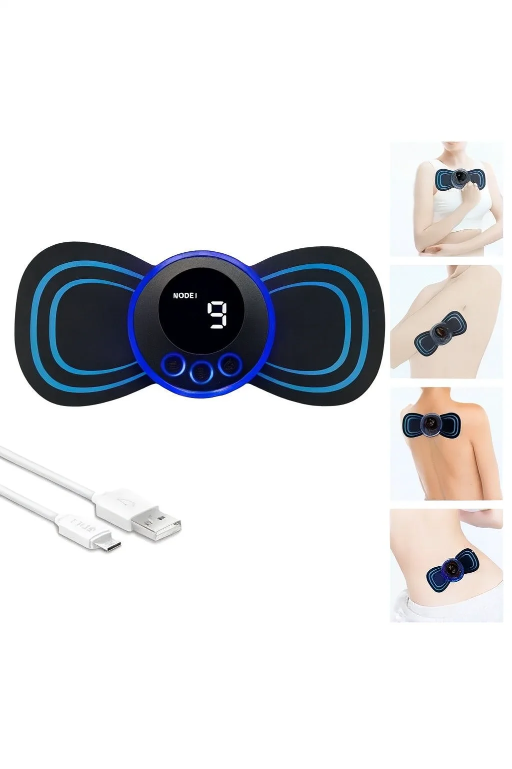 LCD Ekranlı Boyun Sırt Omuz Mini EMS Masaj Aleti – TENS Titreşiml