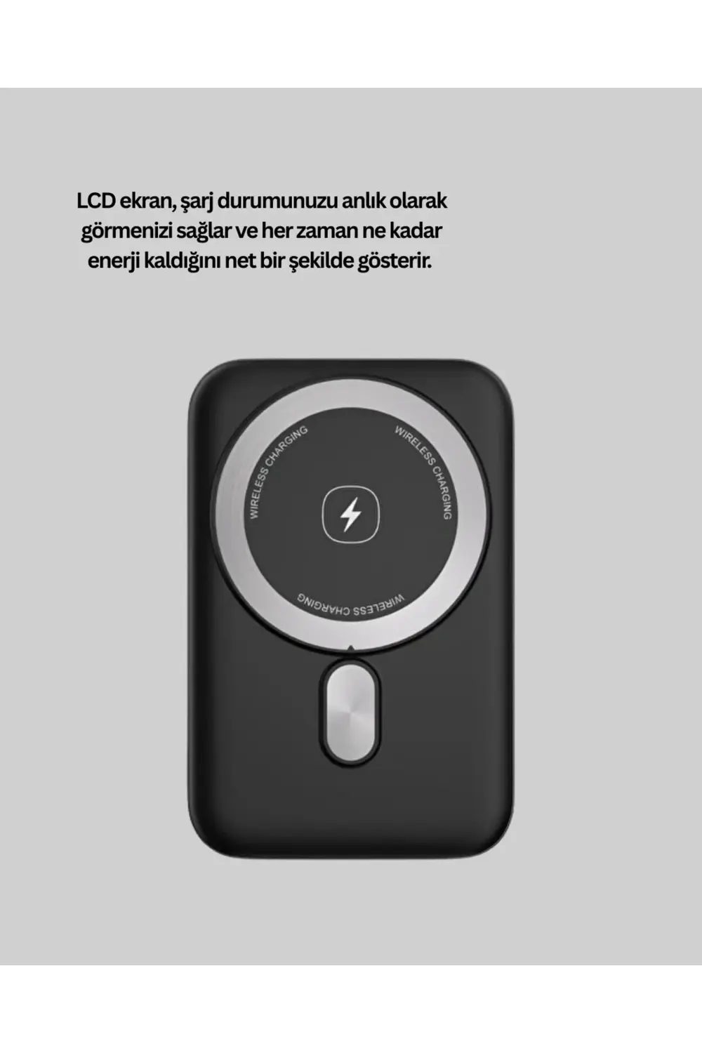 LCD Ekranlı Kablosuz Powerbank Type C ve USB Çıkışlı