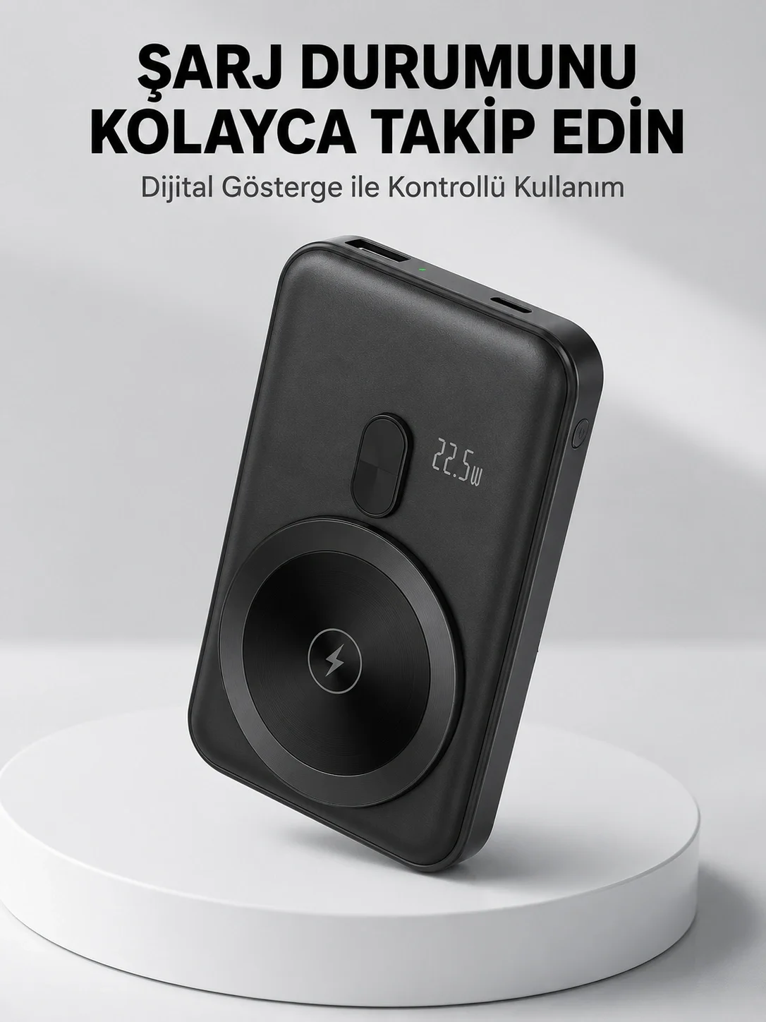 LCD Ekranlı Kablosuz Powerbank Type C ve USB Çıkışlı Yeni Nesil