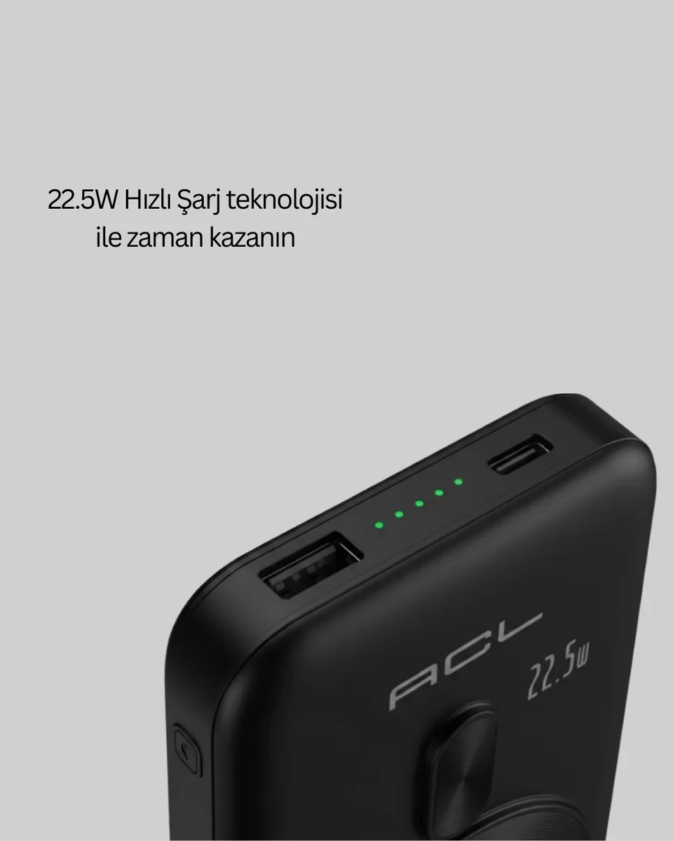 LCD Ekranlı Kablosuz Powerbank Type C ve USB Çıkışlı Yeni Nesil