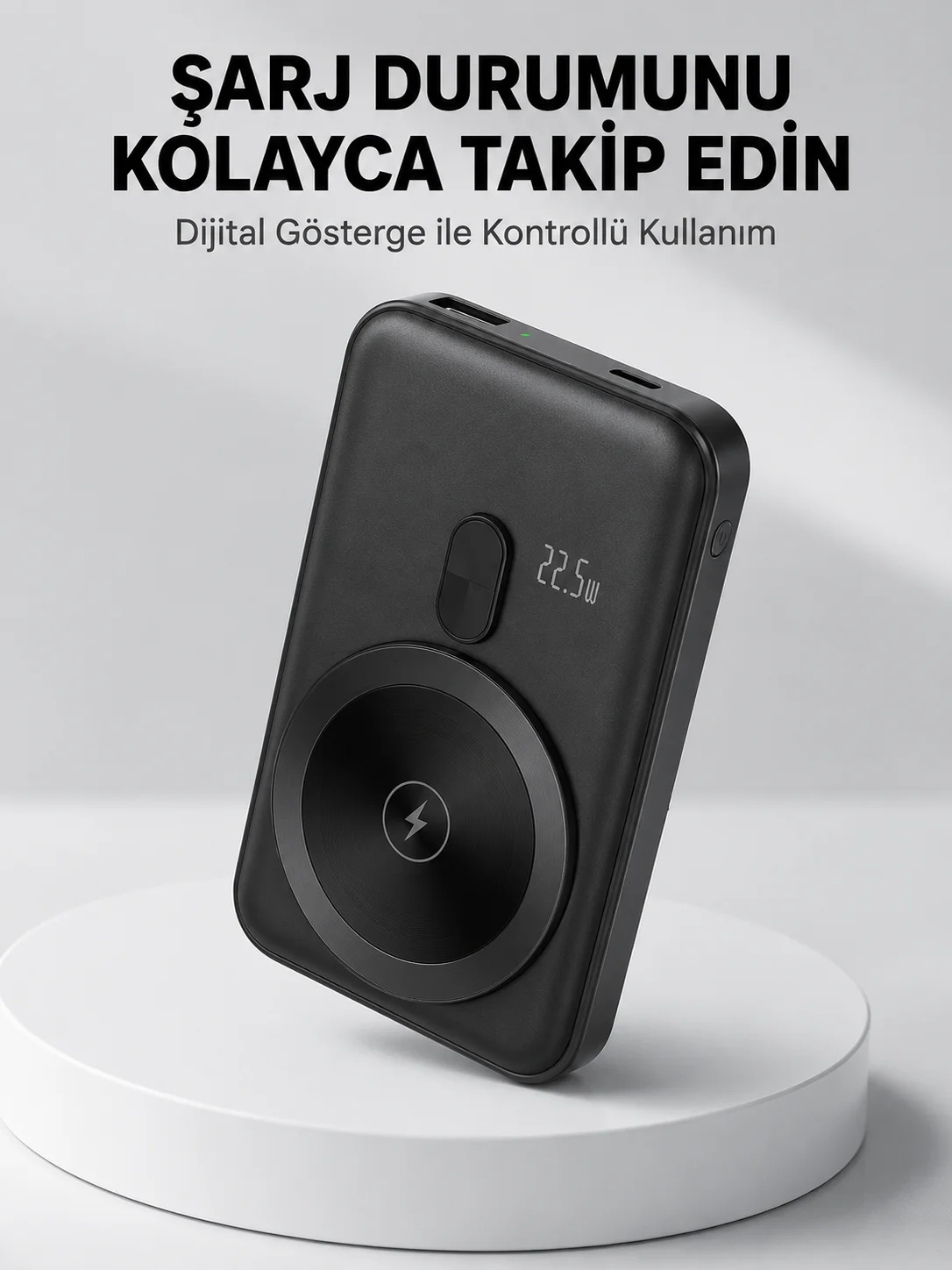 LCD Ekranlı Kablosuz Powerbank Type C ve USB Çıkışlı Yeni Nesil