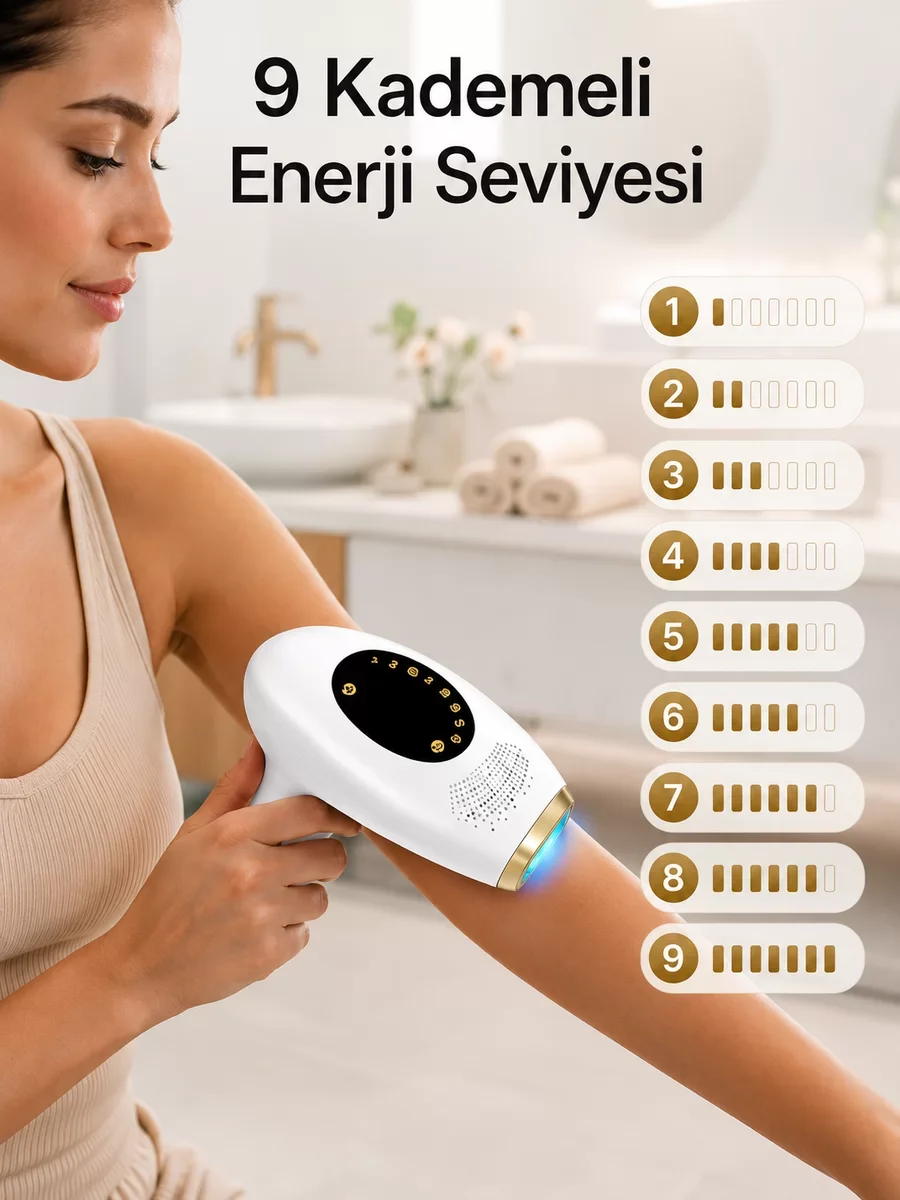 LCD Ekranlı Profesyonel IPL Epilasyon Cihazı - Evde Uygulayabileceğiniz Kapsamlı Tüy Dökücü ve Bakım Seti